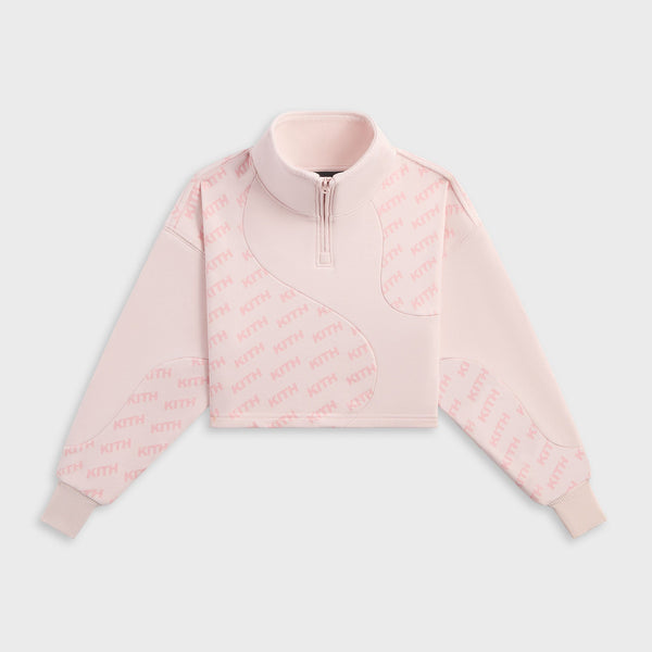Kith Kids Blocked Monogram Cropped Jasper Quarter Zip - Perennial