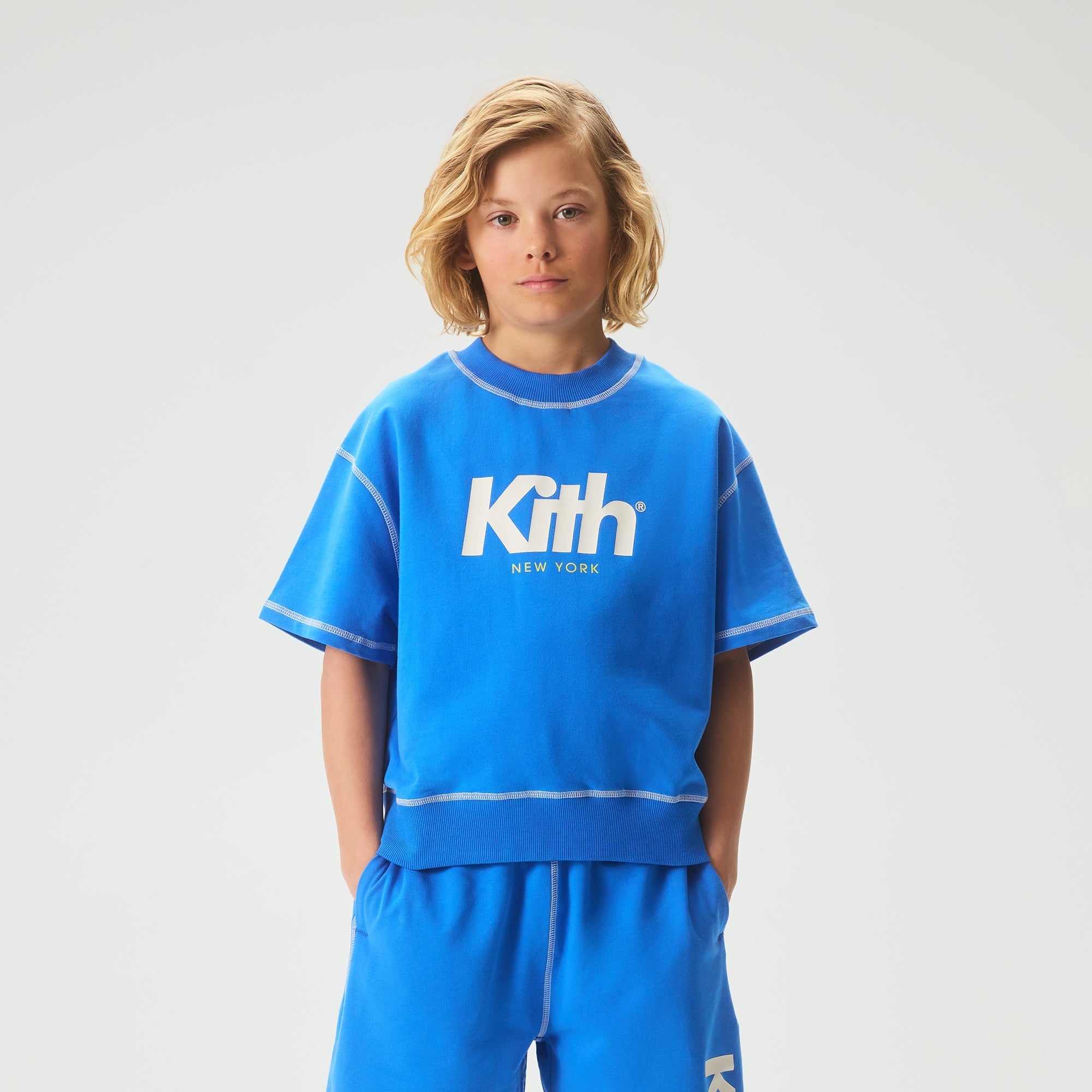 Kith Kids Short Sleeve Nelson Crewneck - Cobalt – Kith Japan