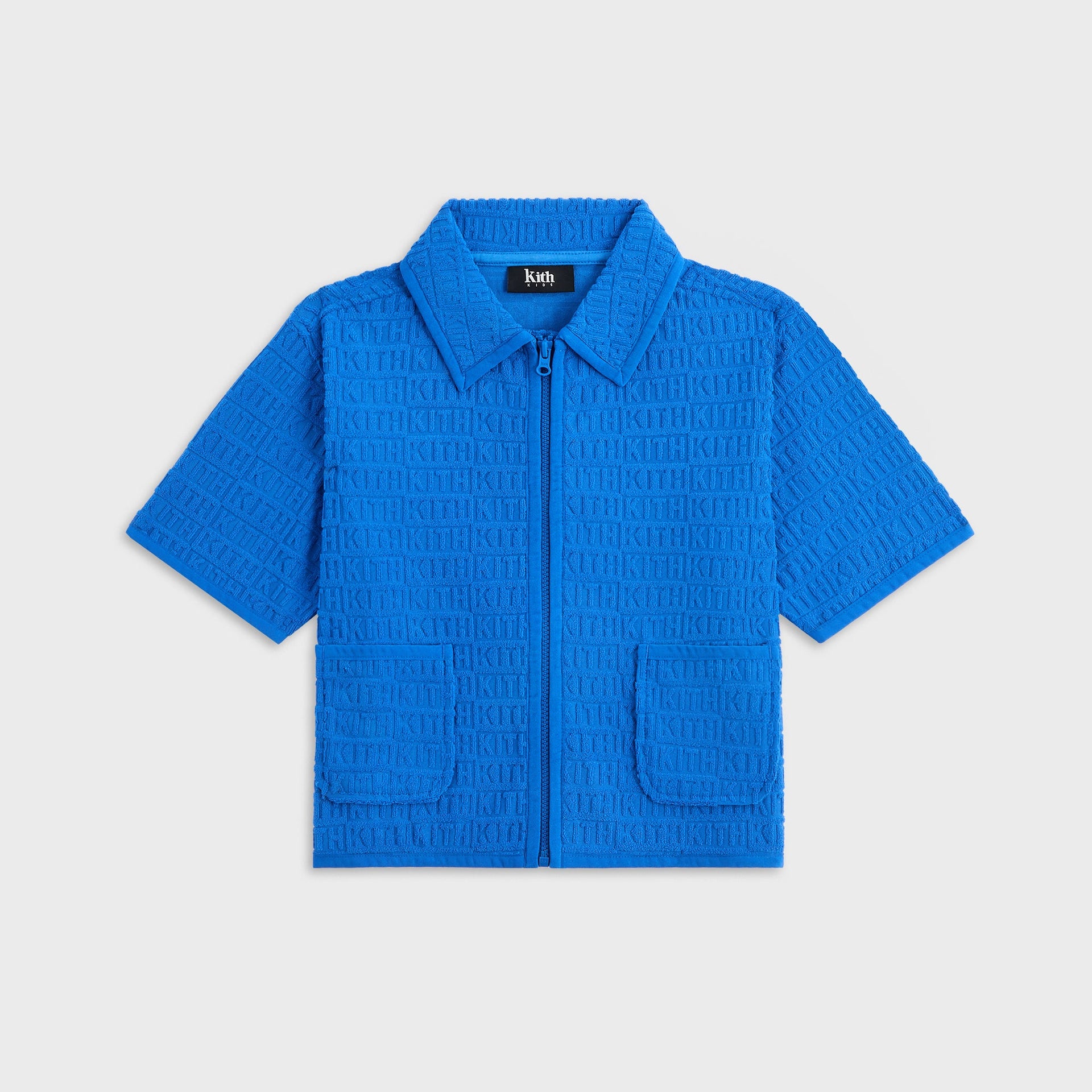 Kith Kids Textured Monogram Zip Front Camp Shirt - Greek