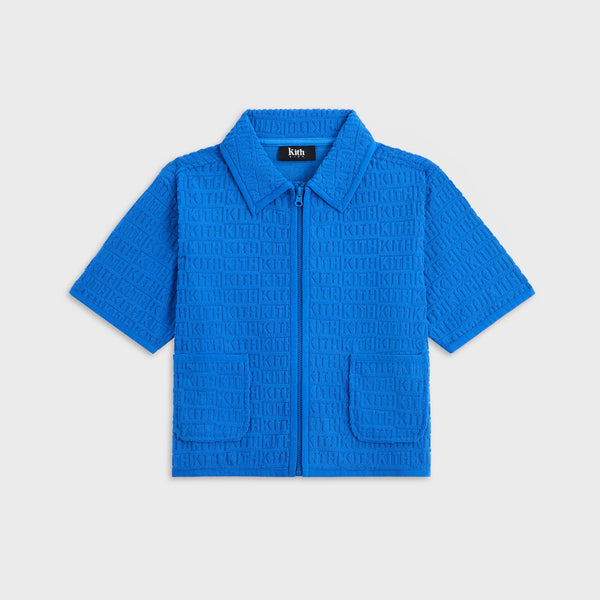 Kith Kids Textured Monogram Zip Front Camp Shirt - Greek – Kith Japan Kith Kids Textured Monogram Zip Front Camp Shirt - Greek – Kith Japan