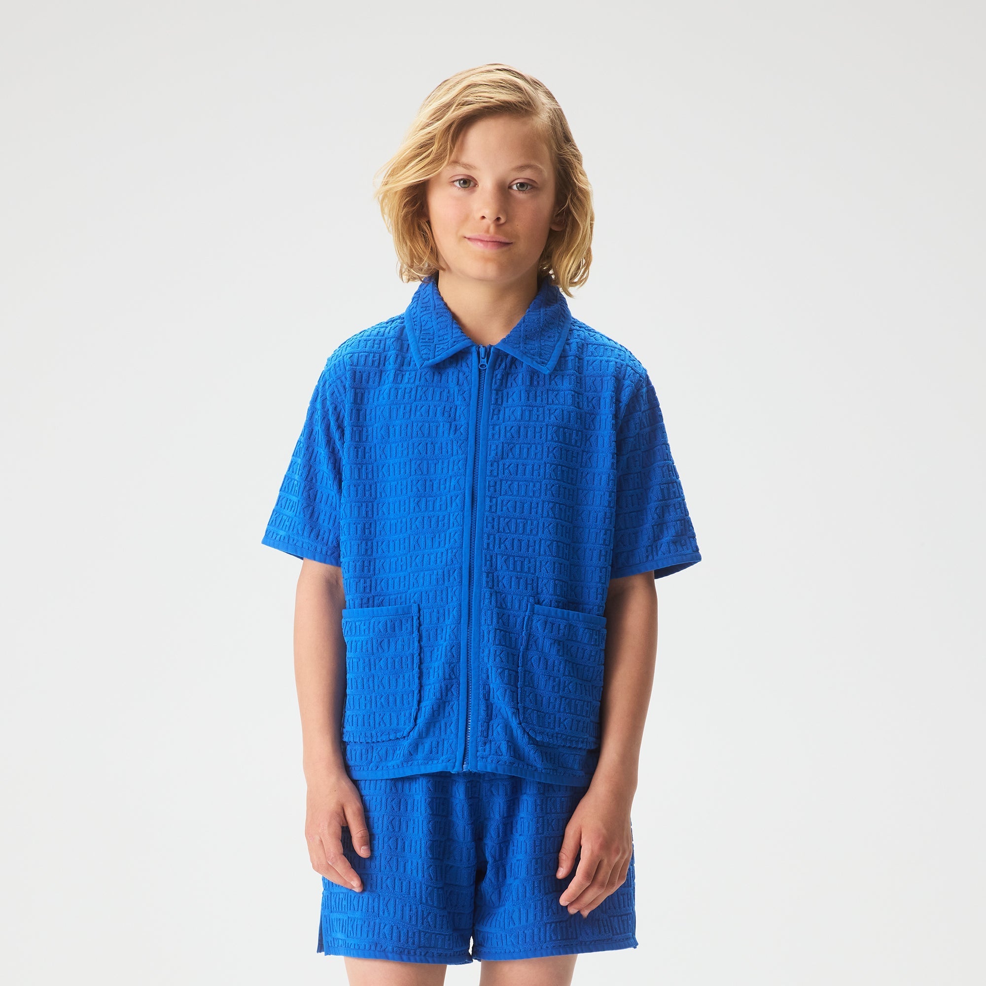 Kith Kids Textured Monogram Zip Front Camp Shirt - Greek – Kith Japan