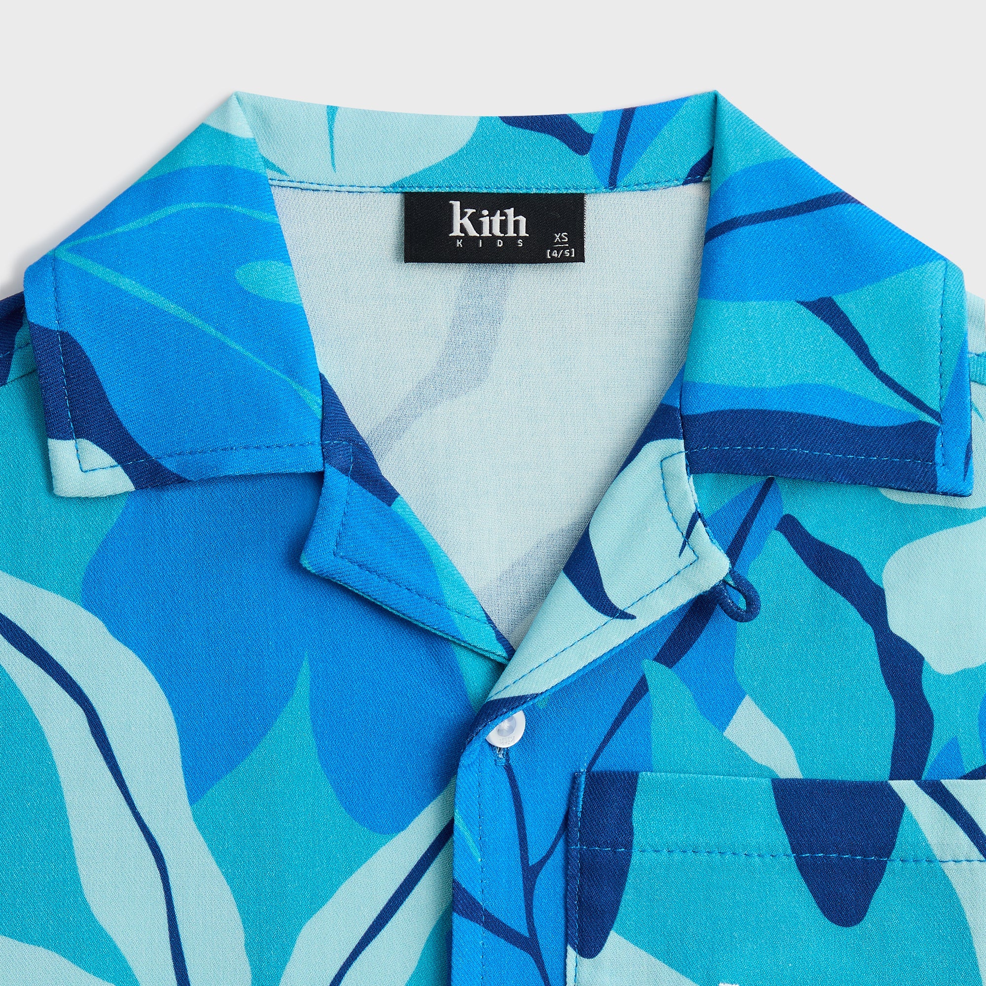 Kith Kids Abstract Tropical Thompson Camp Shirt - Turquoise – Kith