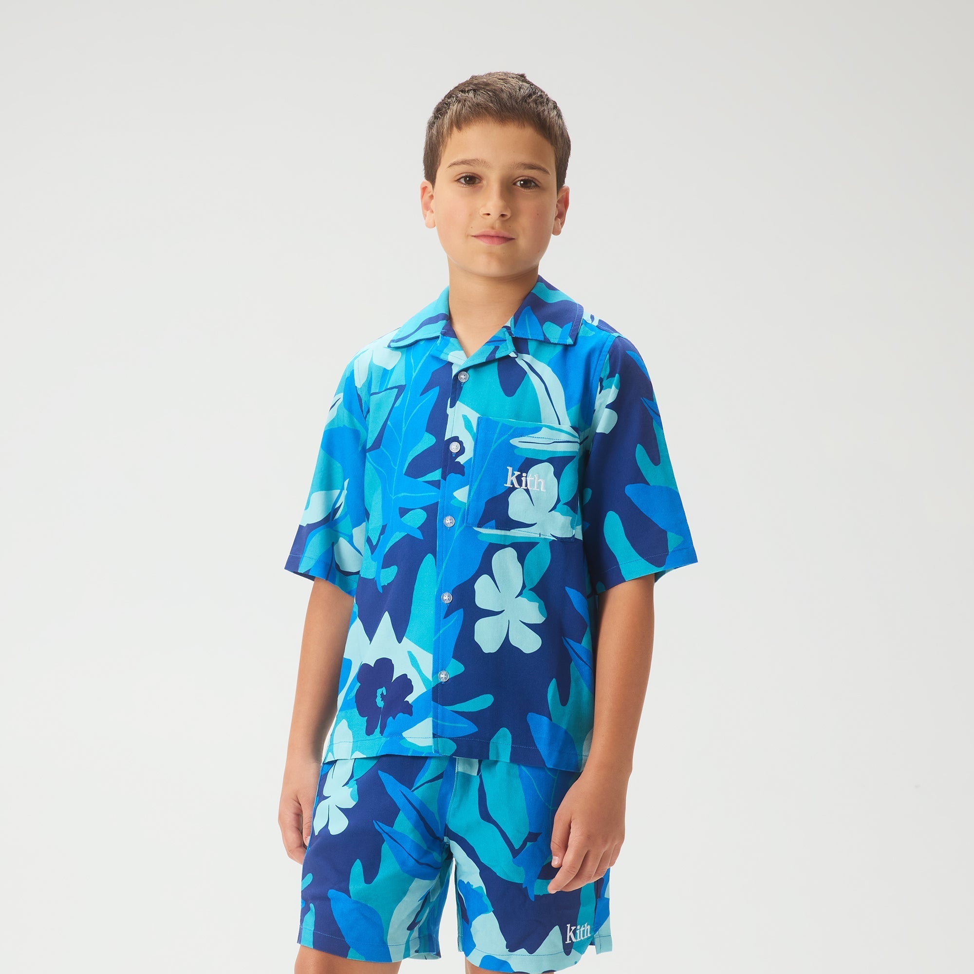 Kith Kids Abstract Tropical Thompson Camp Shirt - Turquoise – Kith
