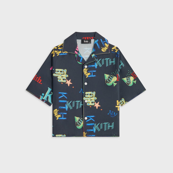 Kith Kids Thompson Camp Tossed Monogram Shirt - Nocturnal – Kith Japan