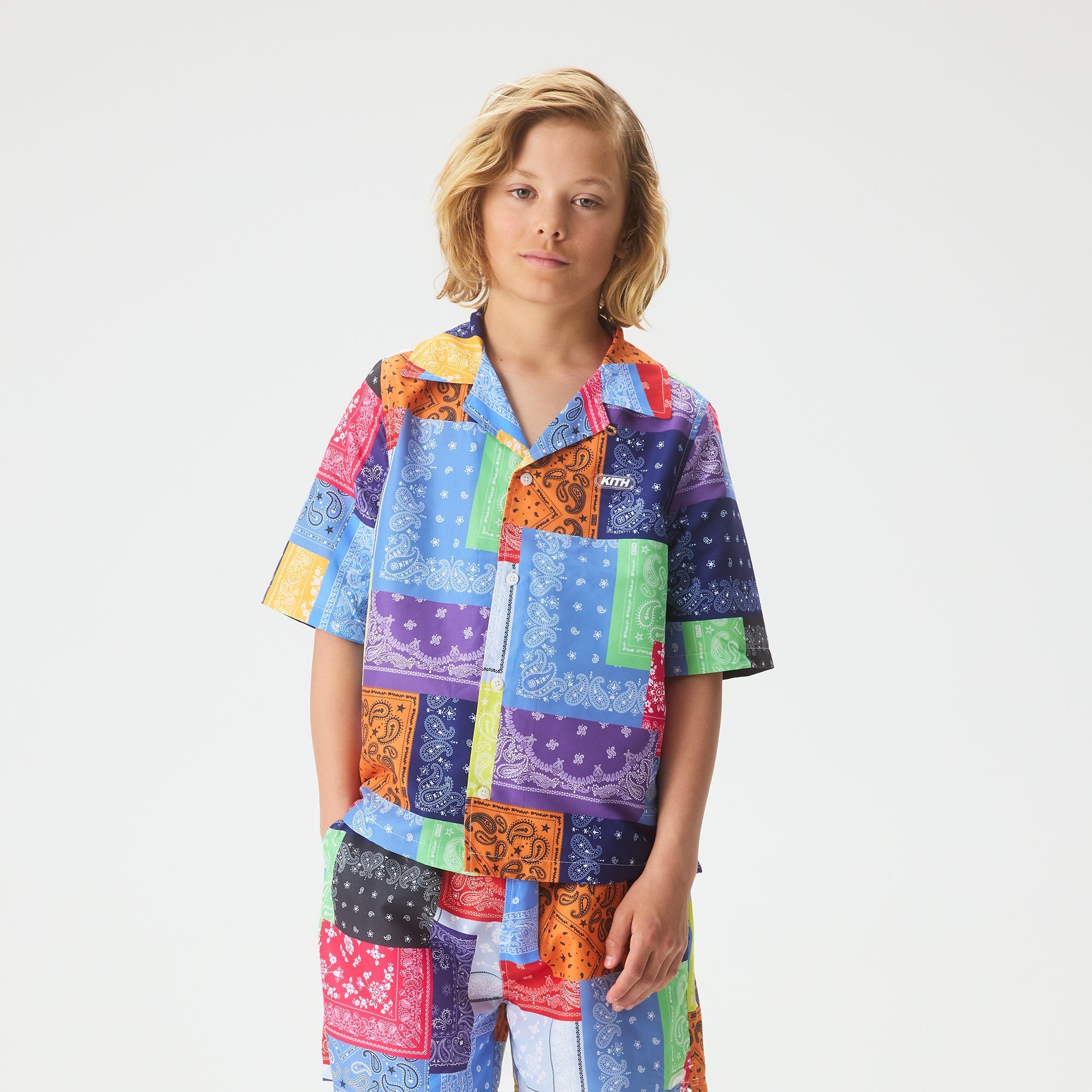 Kith Kids Bandana Splice Thompson Camp Swim Shirt - Lucky – Kith Japan