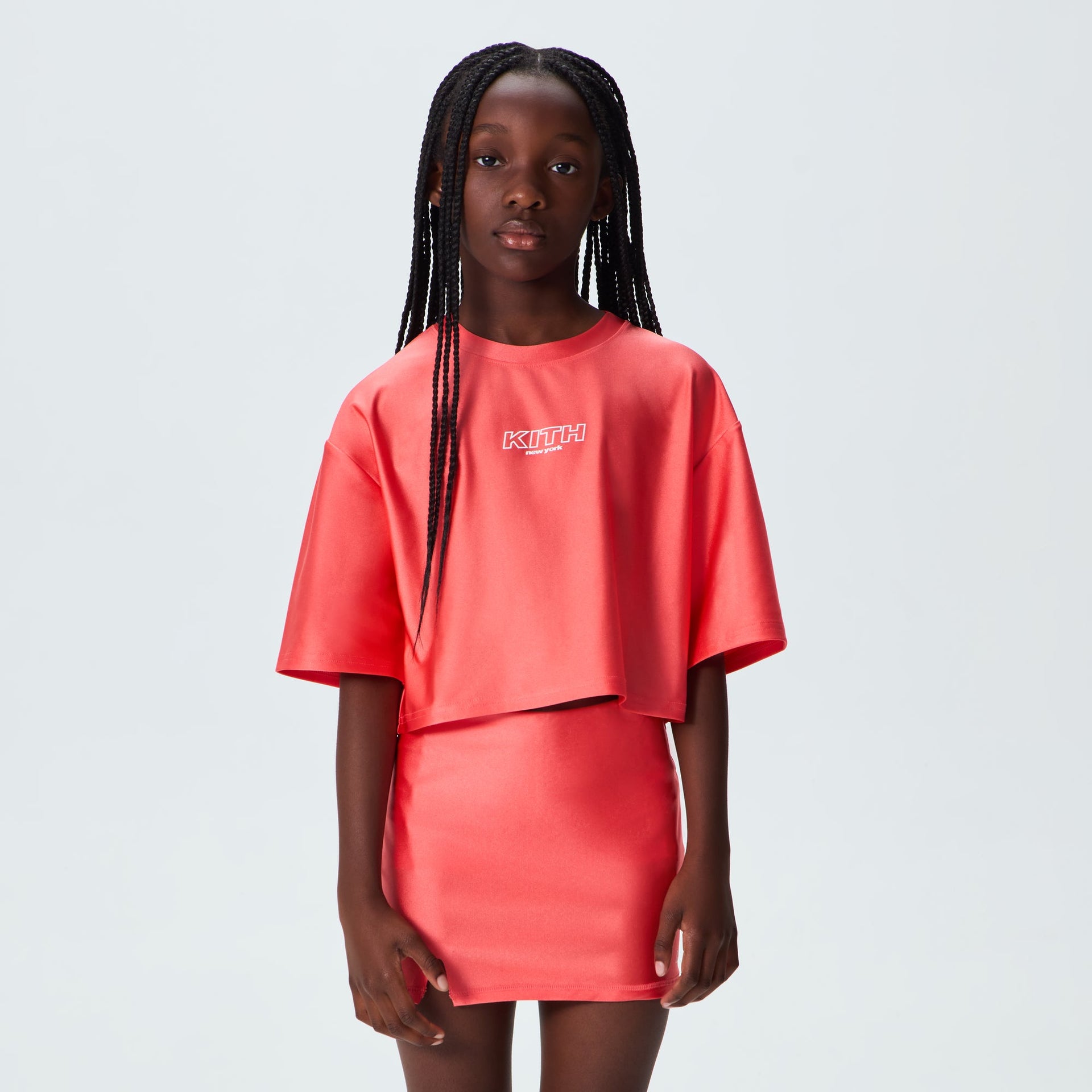 Kith Kids Active Fei Cropped Tee - Carnation
