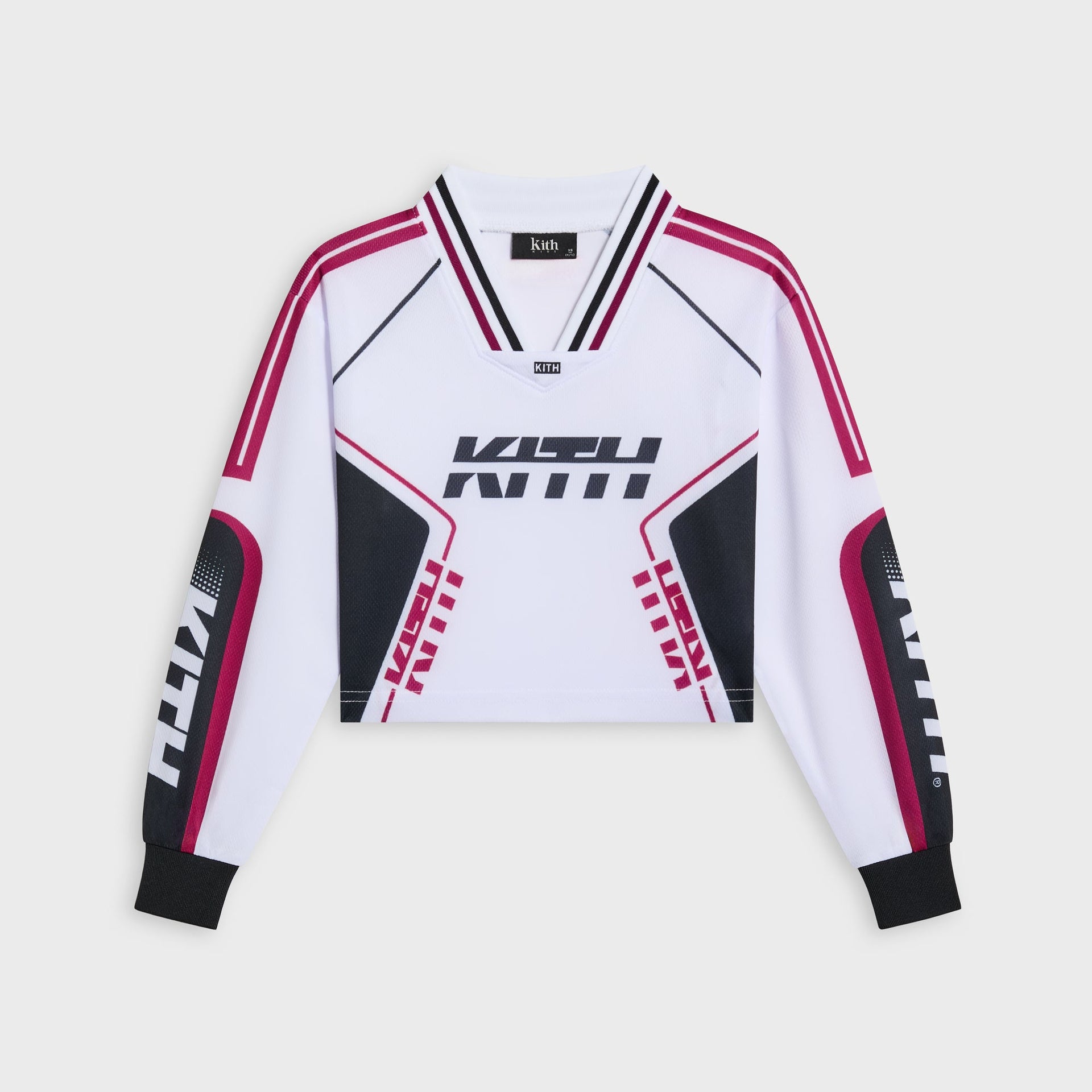 Kith Kids Moto Mesh Cropped Long Sleeve Mika Tee - White