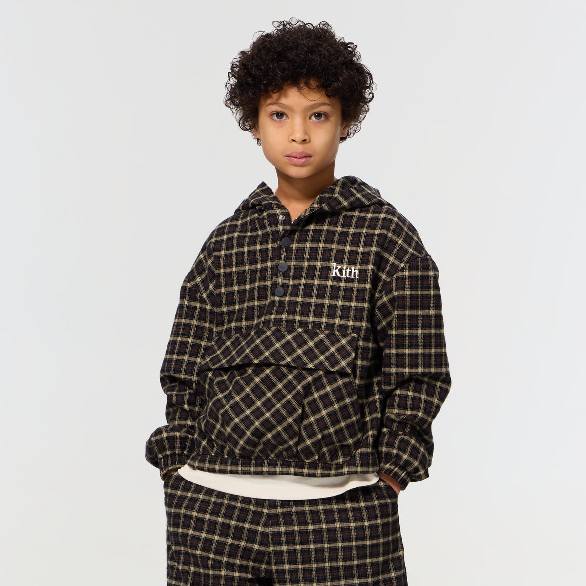 Kith Kids Micro Plaid Snap Harrison Hoodie - Chest