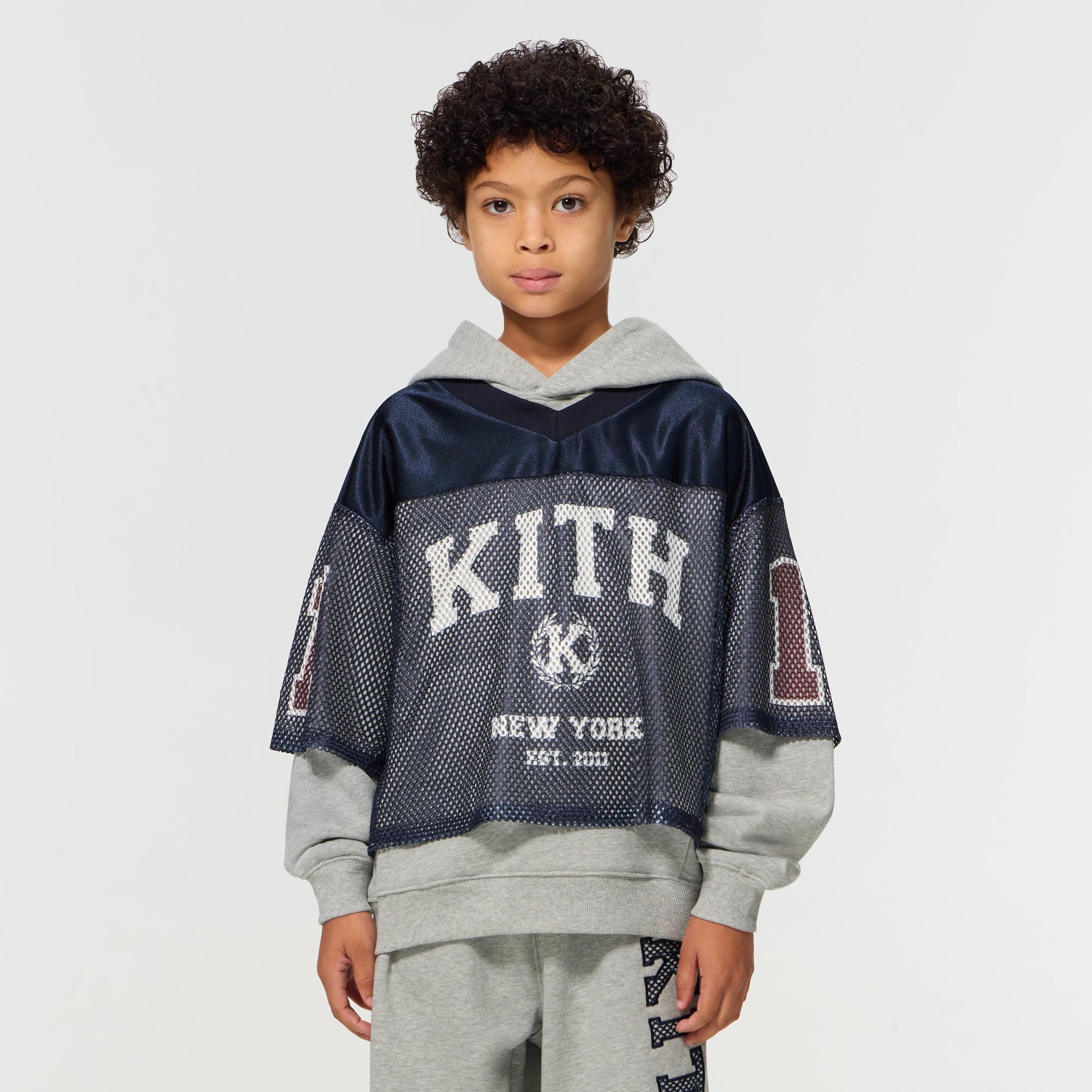 Kith Kids Athletic Mesh Combo Hoodie - Medium Heather Grey