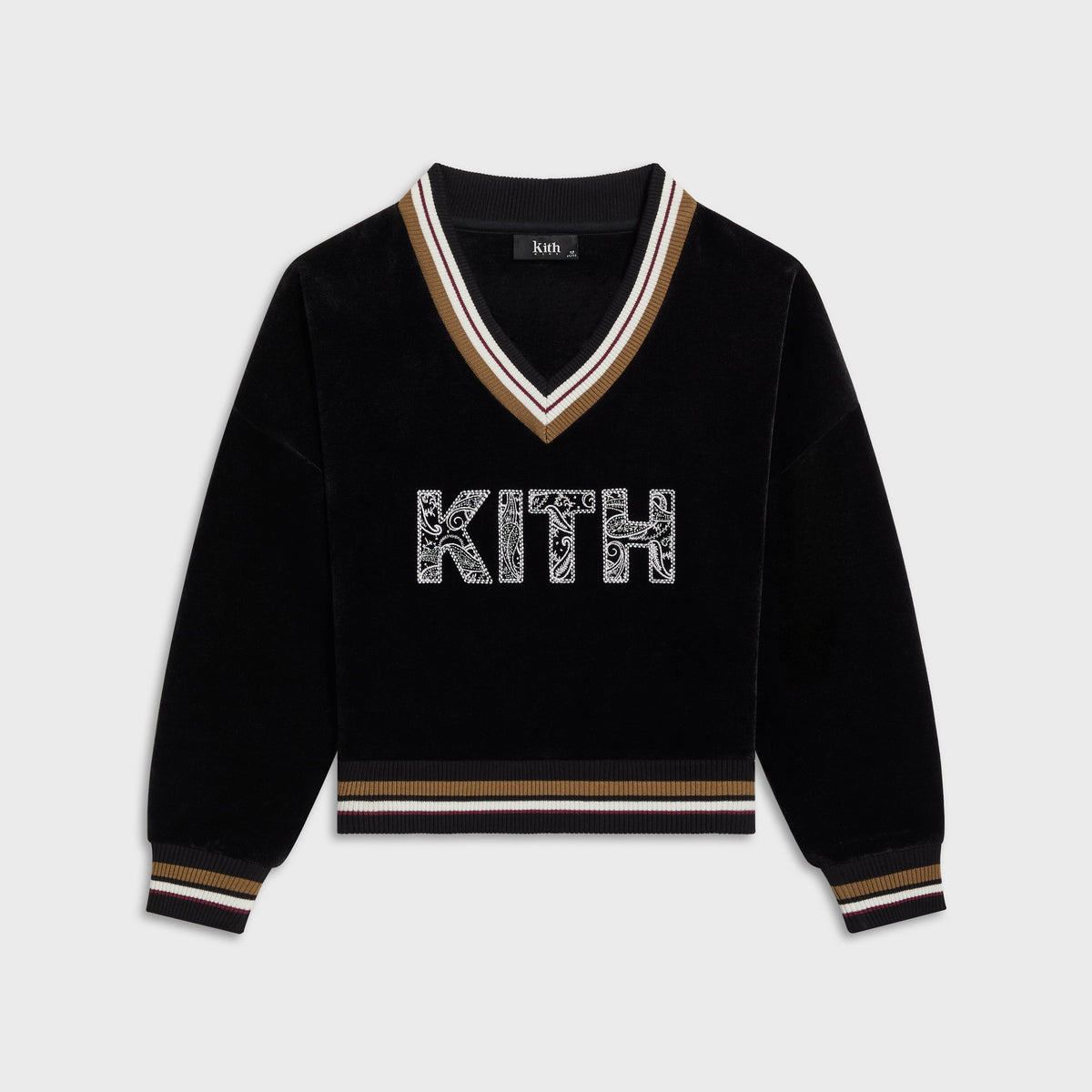 Kith Kids Textured V-Neck Collar Nelson Sweatshirt - Black