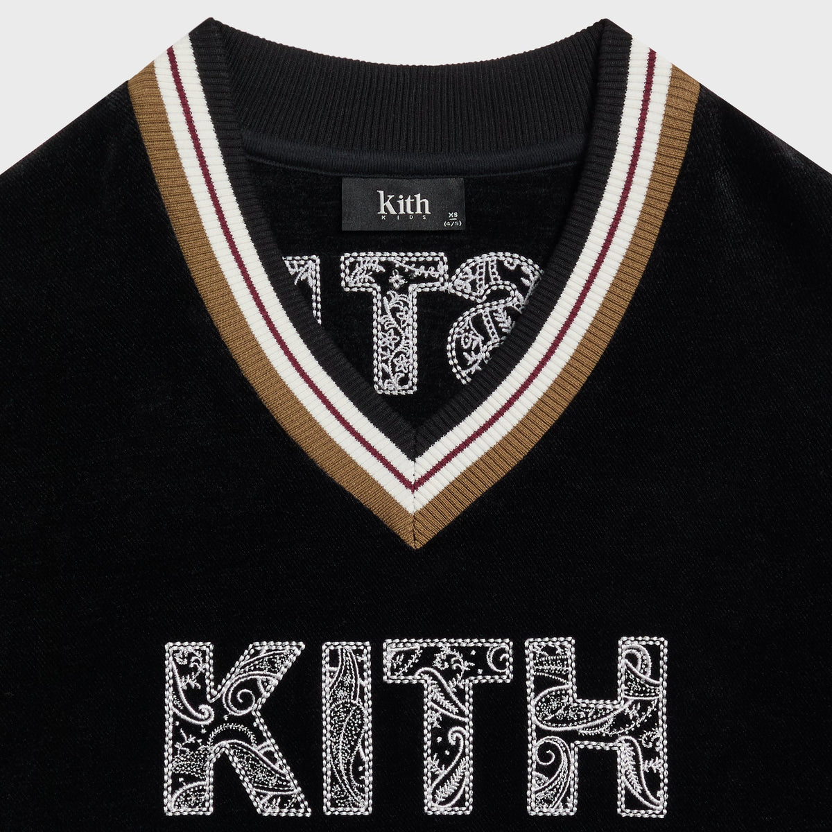 Kith Kids Textured V-Neck Collar Nelson Sweatshirt - Black