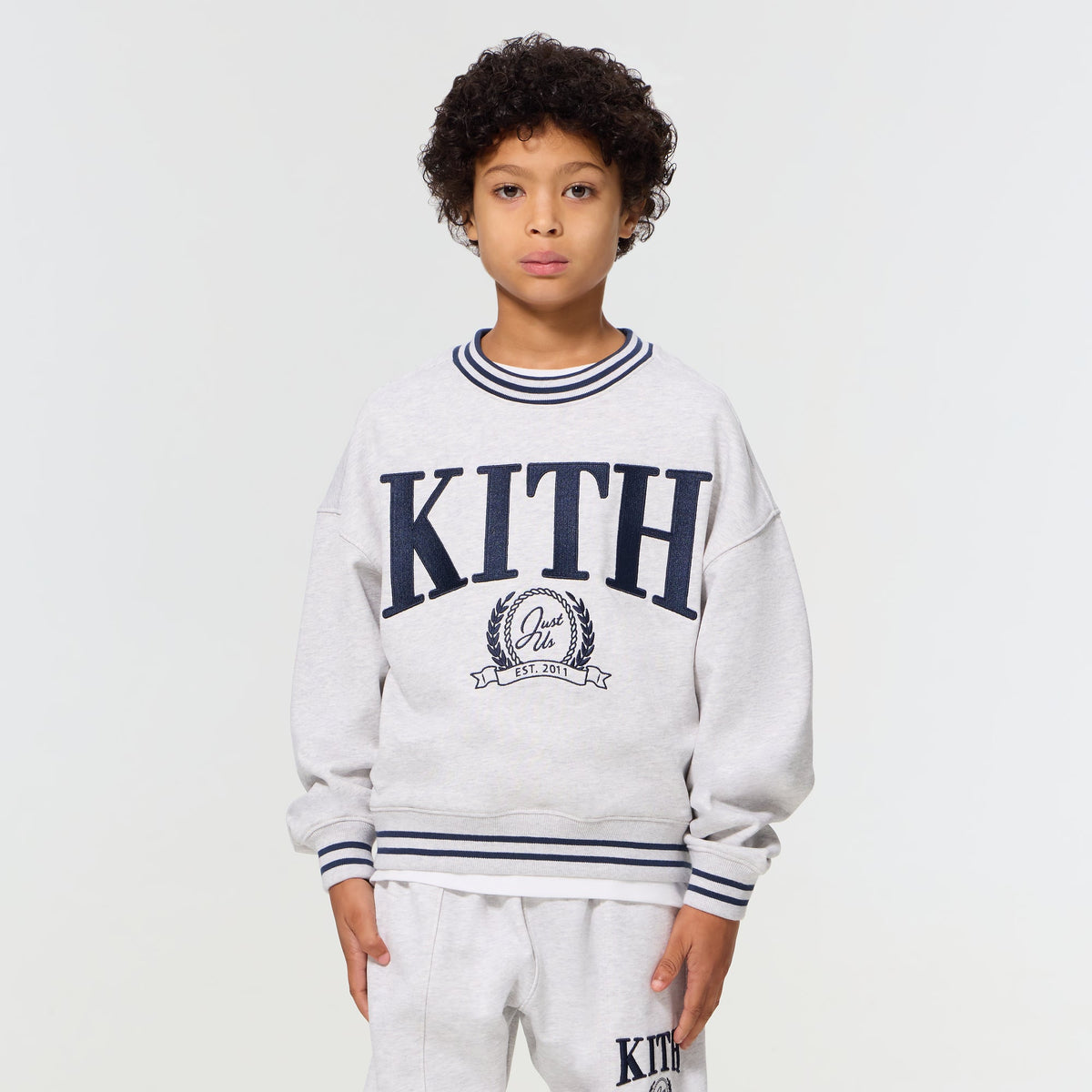 Kith Kids Collegiate Nelson Crewneck - Light Heather Grey