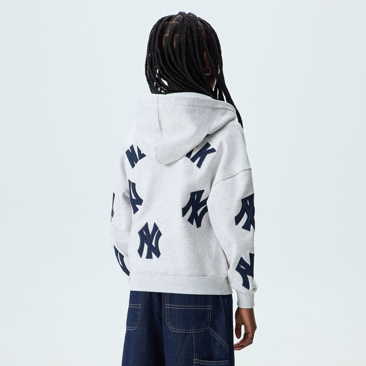Kith Kids for the New York Yankees Nelson Zip Hoodie - Light Heather Grey