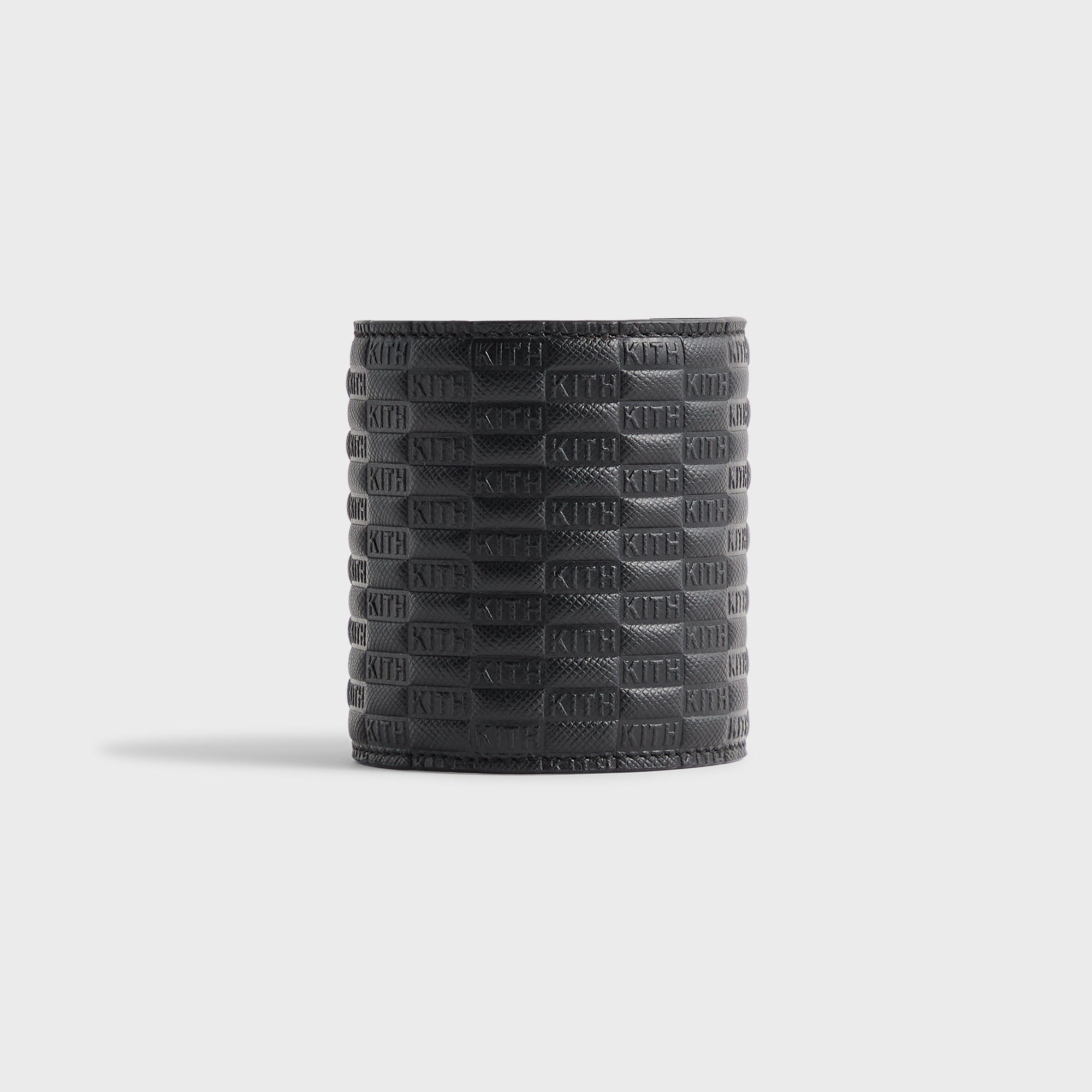 Kith Monogram Saffiano Leather Adjustable Candle Holder - Black