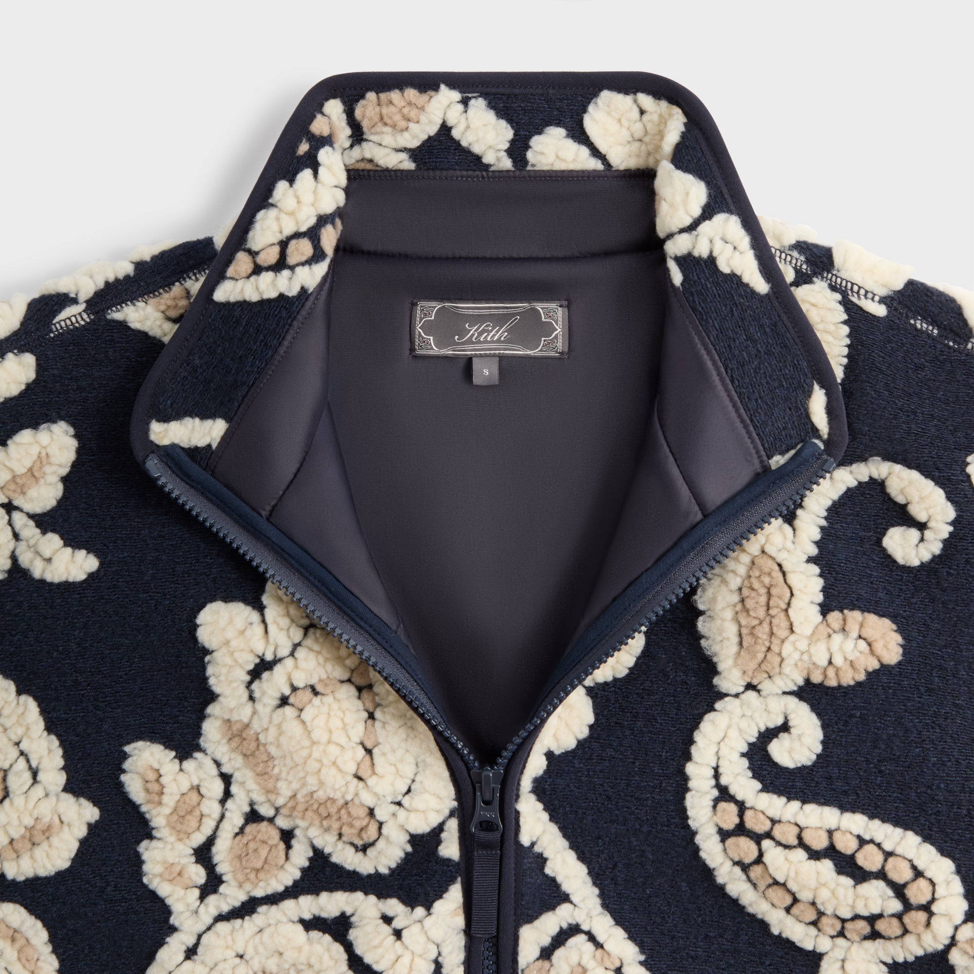 Kith Paisley Vine Sherpa Harper Jacket - Nocturnal – Kith Japan