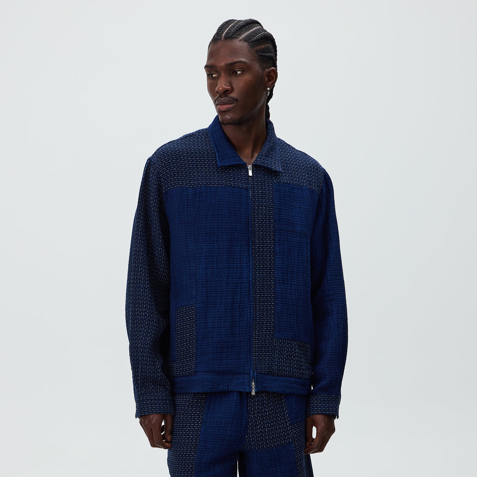 Kith Stitched Patchwork Connor Blouson Jacket - Dark Indigo