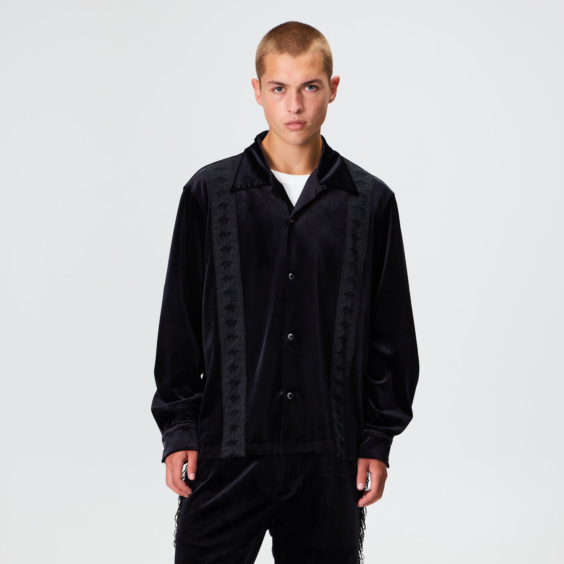 Kith for Needles Ren Fringe Camp Collar Shirt - Black