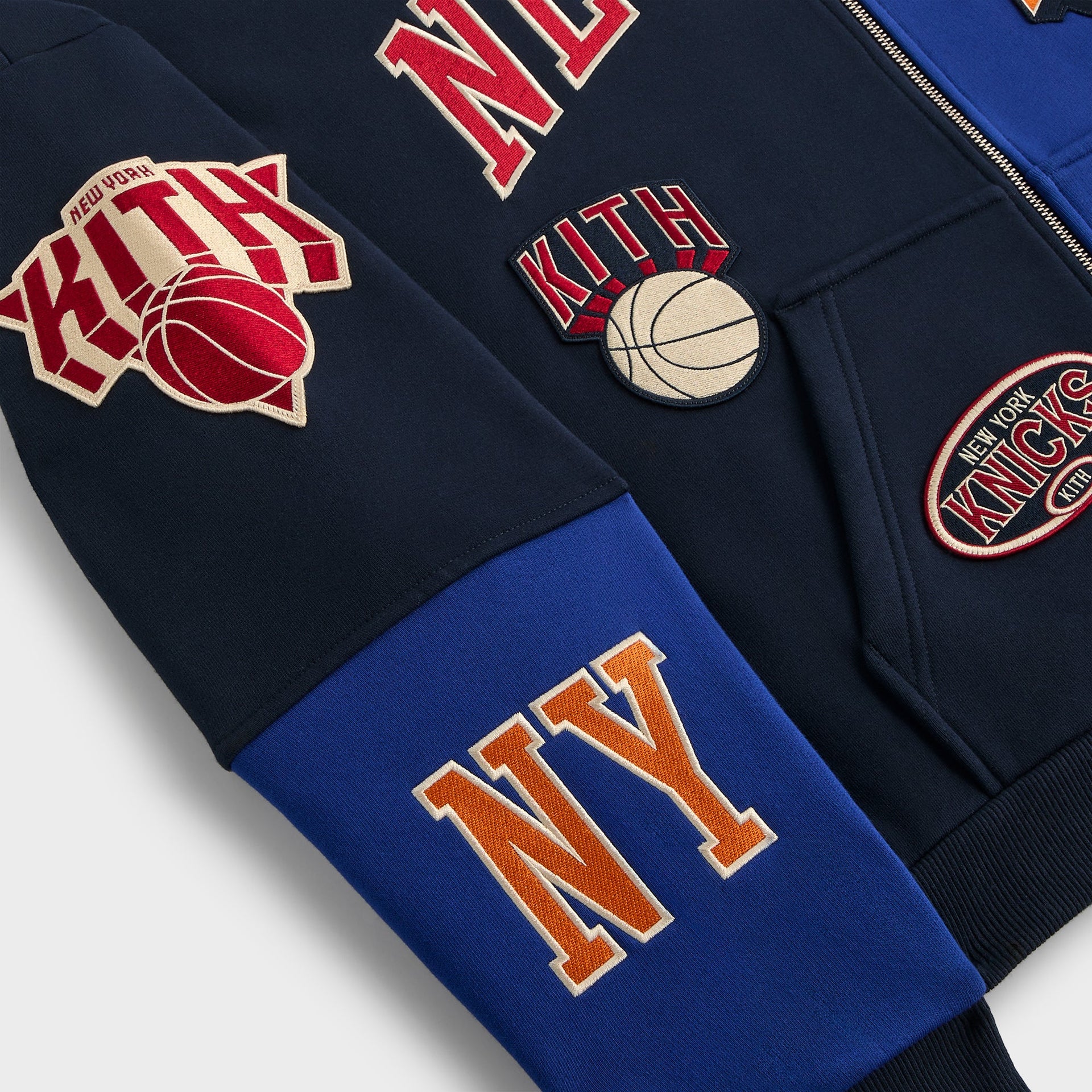 Kith for the New York Knicks Mash Up Cropped Braxton Vintage Hoodie - Nocturnal
