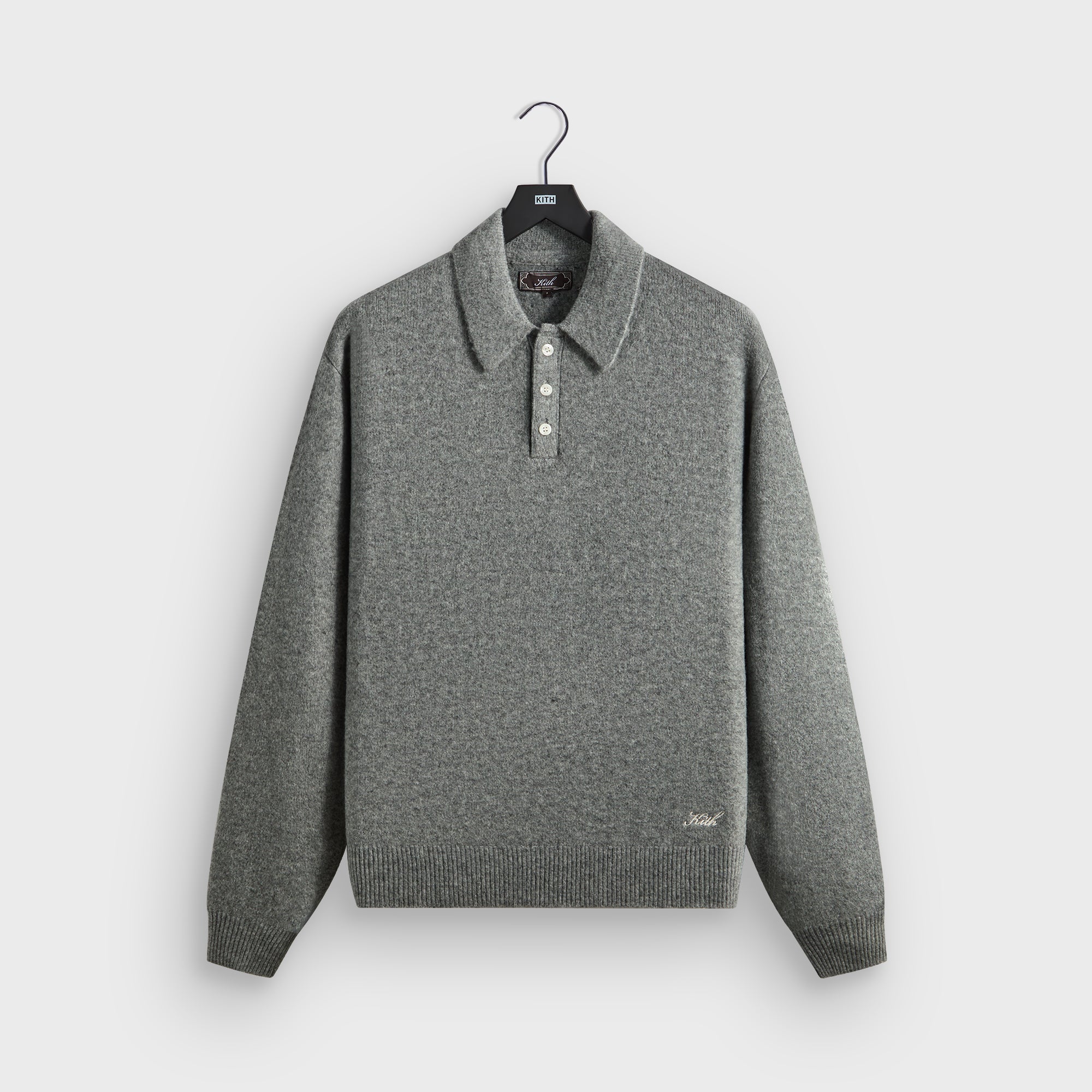 Kith Marled Harmon Rugby Pullover - Mid Heather Grey – Kith Japan