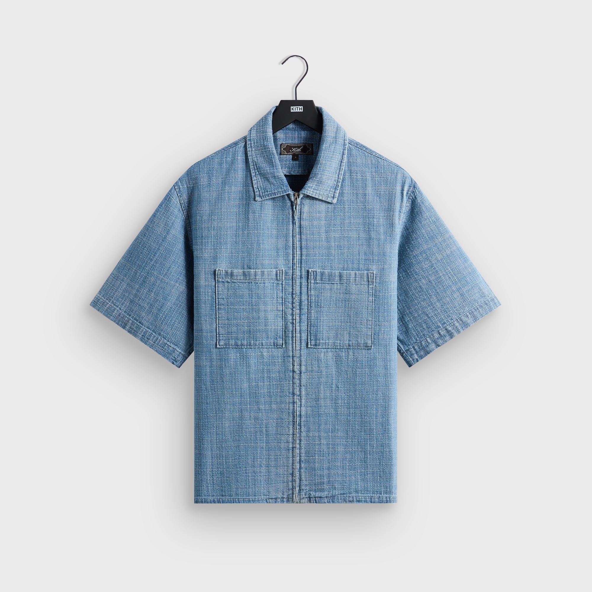 Kith Textured Indigo Paxton Zip Front Shirt - Light Indigo – Kith