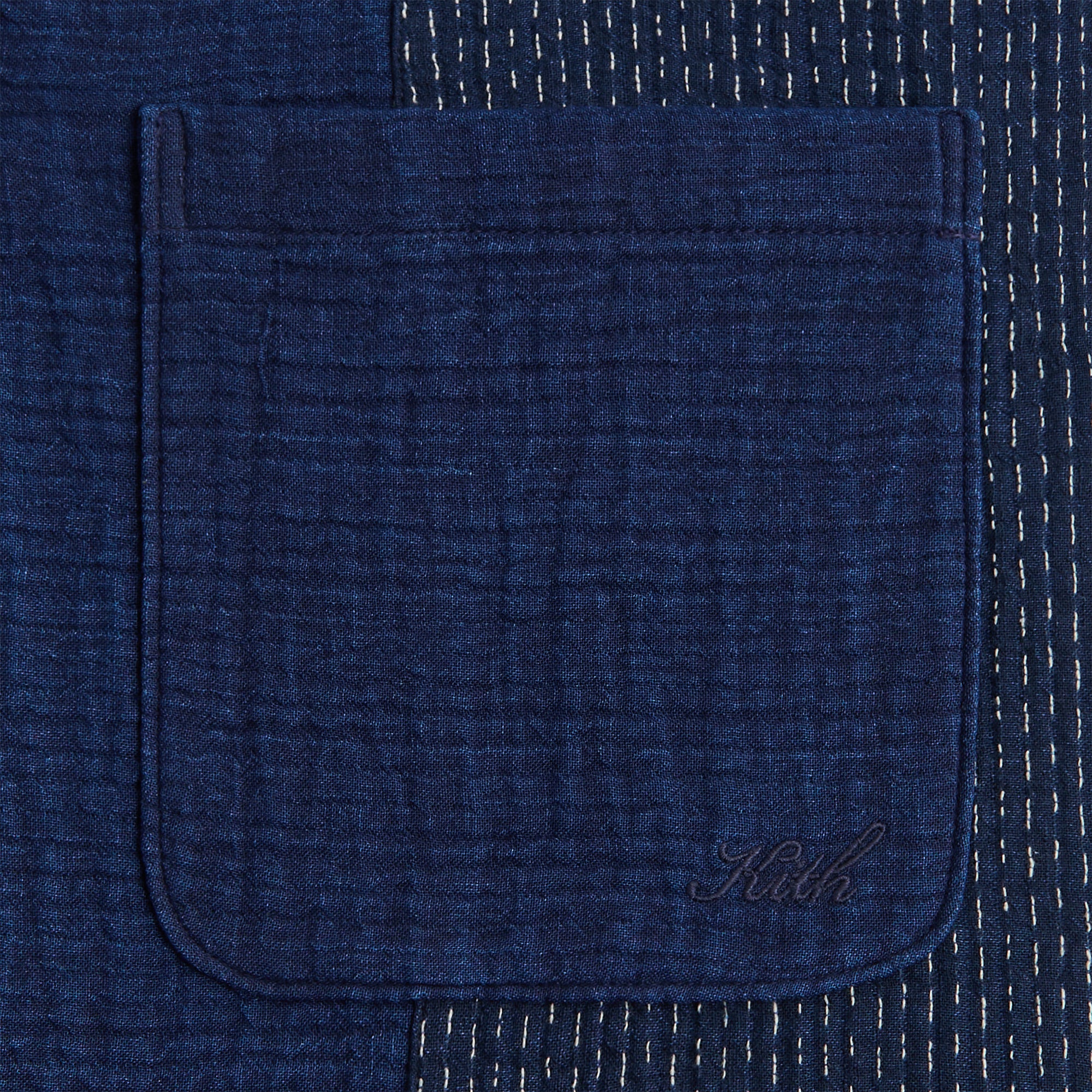 Kith Stitched Patchwork Boxy Collared Overshirt - Mid Indigo
