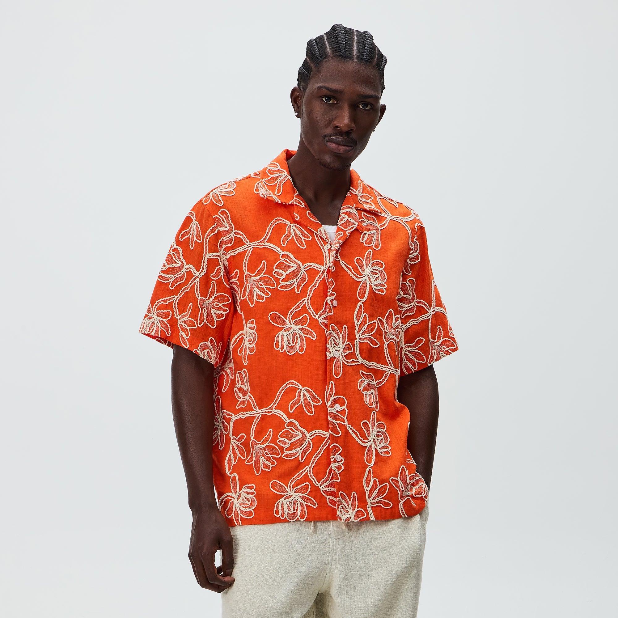 Kith Corded Floral Thompson Camp Collar Shirt - Inferno – Kith Japan