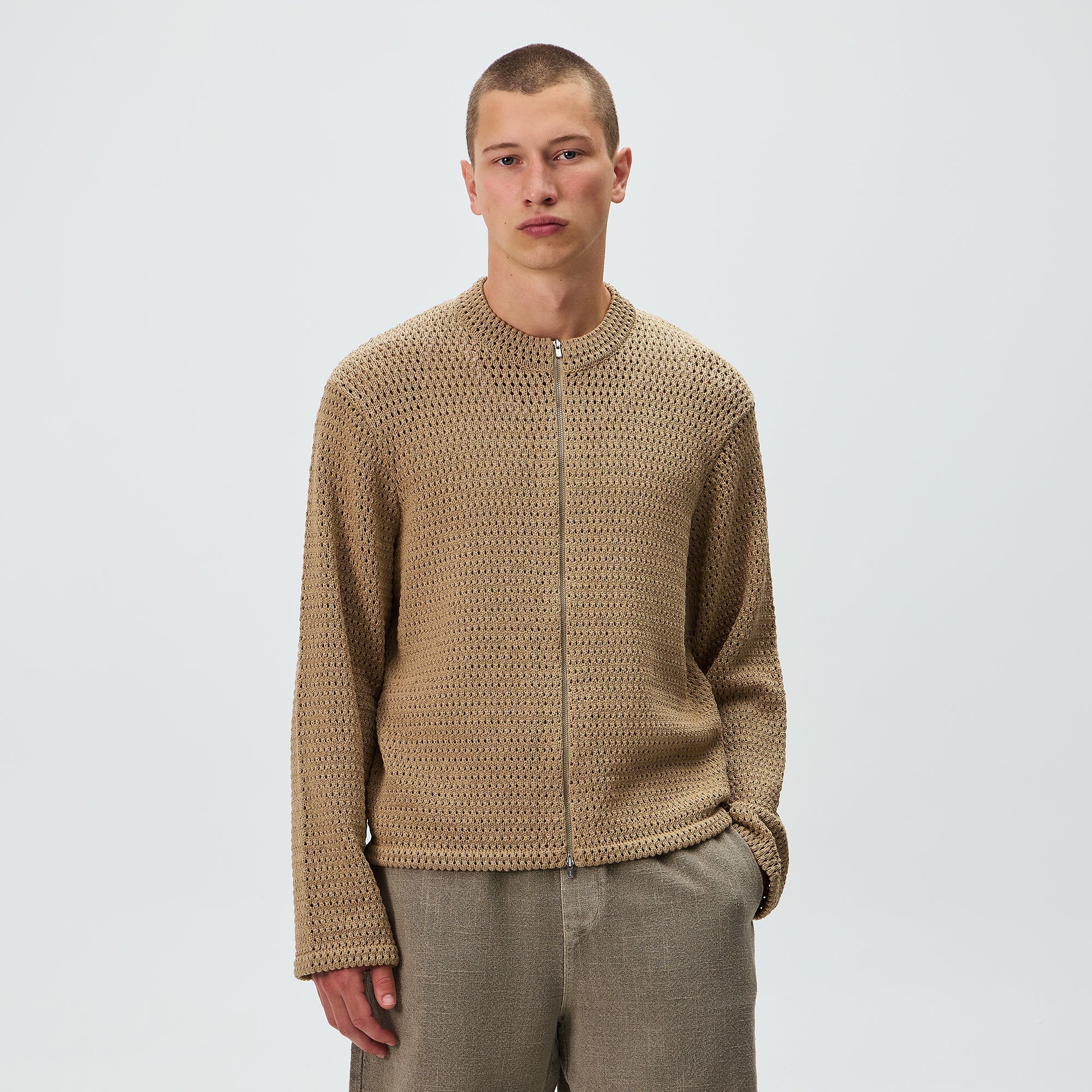 Kith Crochet Luke Zip Front Sweater - Durum – Kith Japan