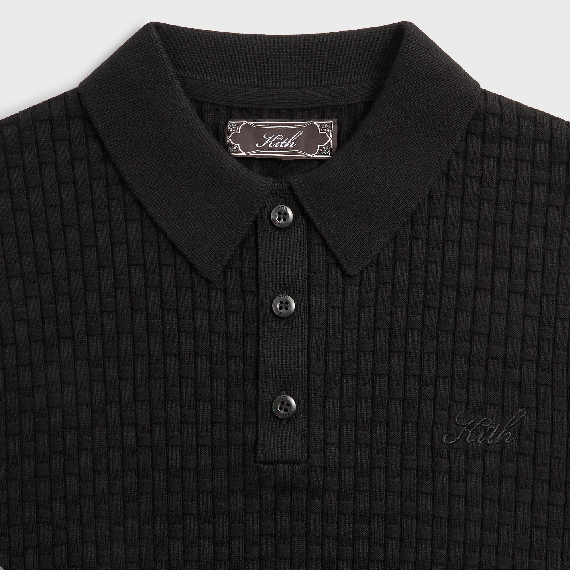 Kith Basket Weave Tilden Polo - Black - PH – Kith Japan