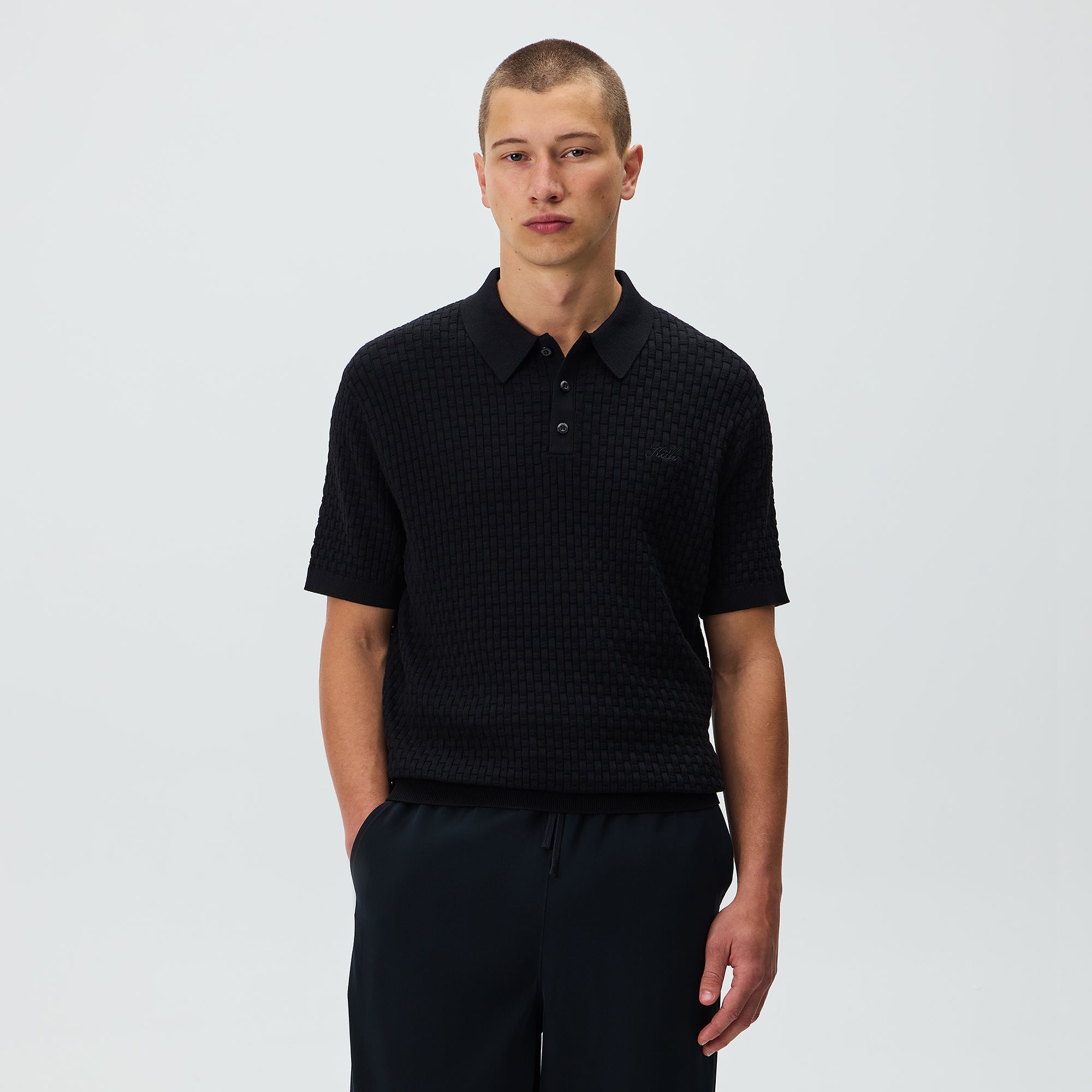 Kith Basket Weave Tilden Polo - Black - PH – Kith Japan