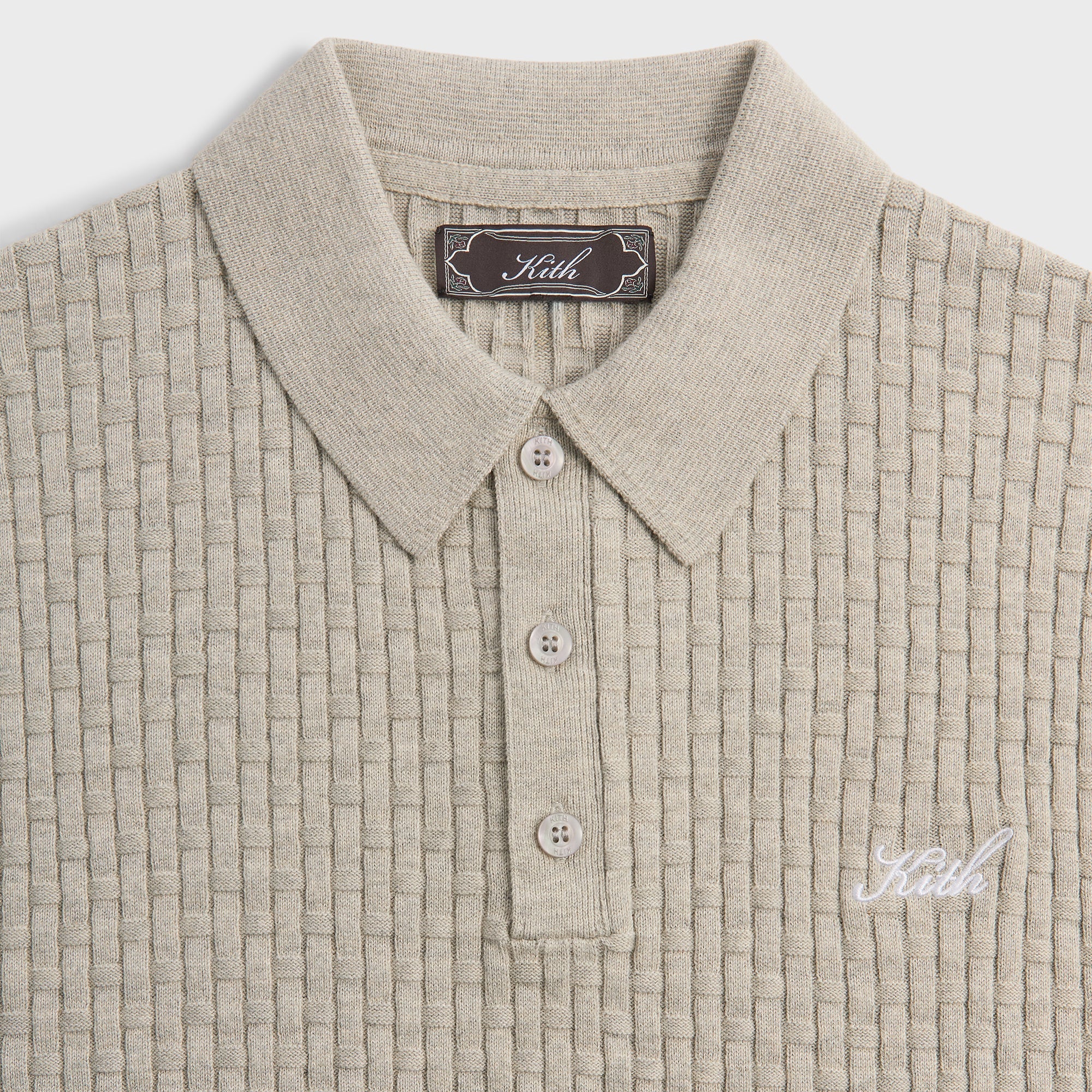 Kith Basket Weave Tilden Polo - Light Heather Grey – Kith Japan
