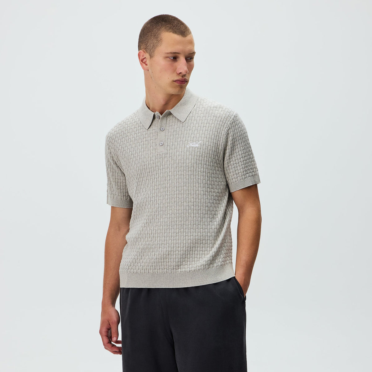Kith Basket Weave Tilden Polo - Light Heather Grey – Kith Japan
