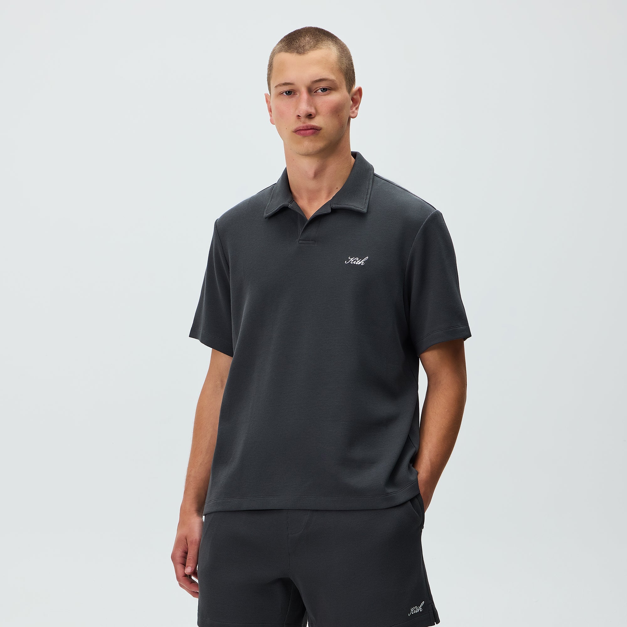 Kith Micro Waffle Drew Polo - Carbon – Kith Japan