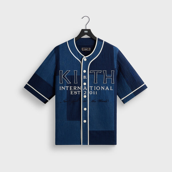 KITH 刺繍入りシャツ Kith Patchwork Indigo Seersucker Short Sleeve Daley Shirt - Indigo