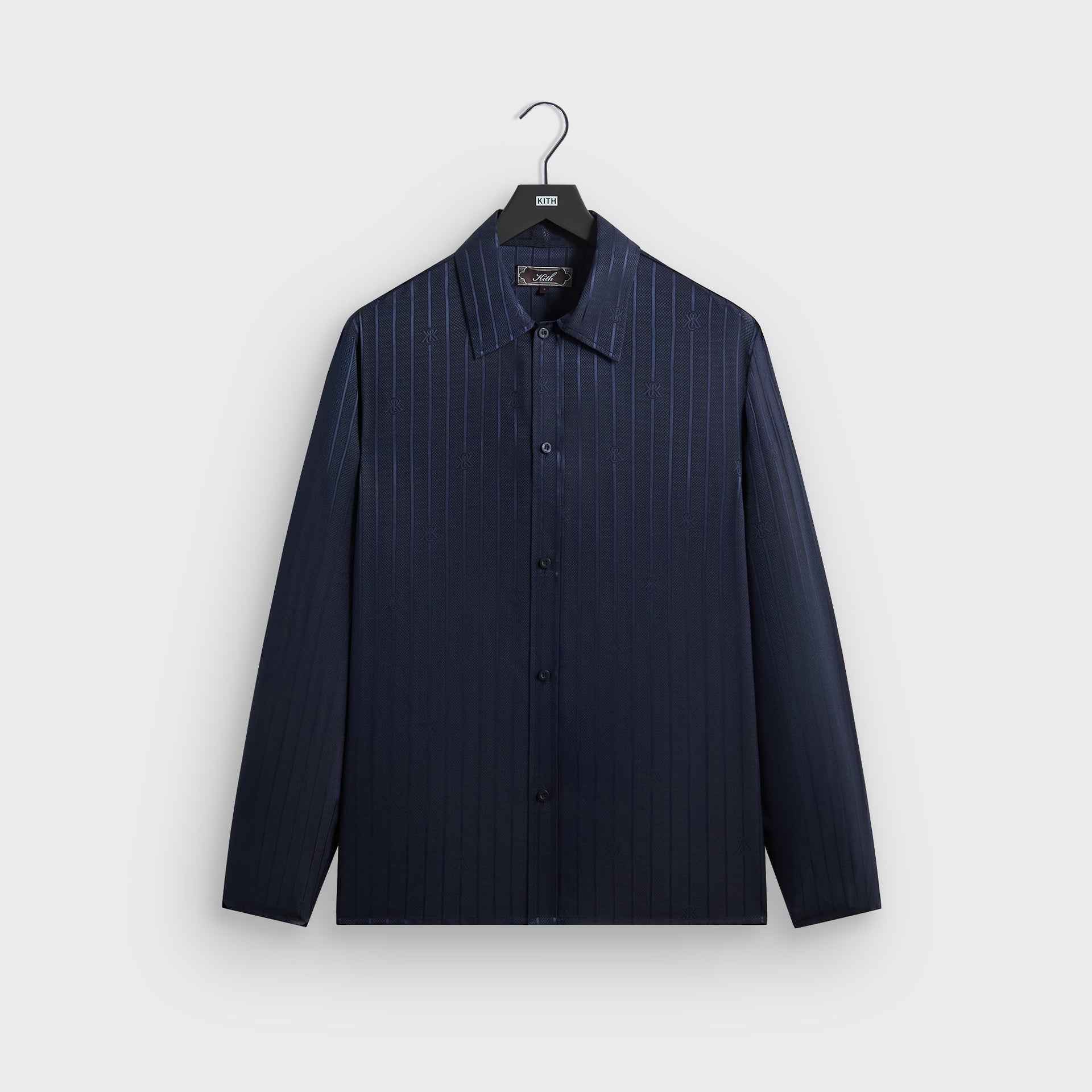Kith Crest Logo Long Sleeve Boxy Collared Overshirt - Nocturnal