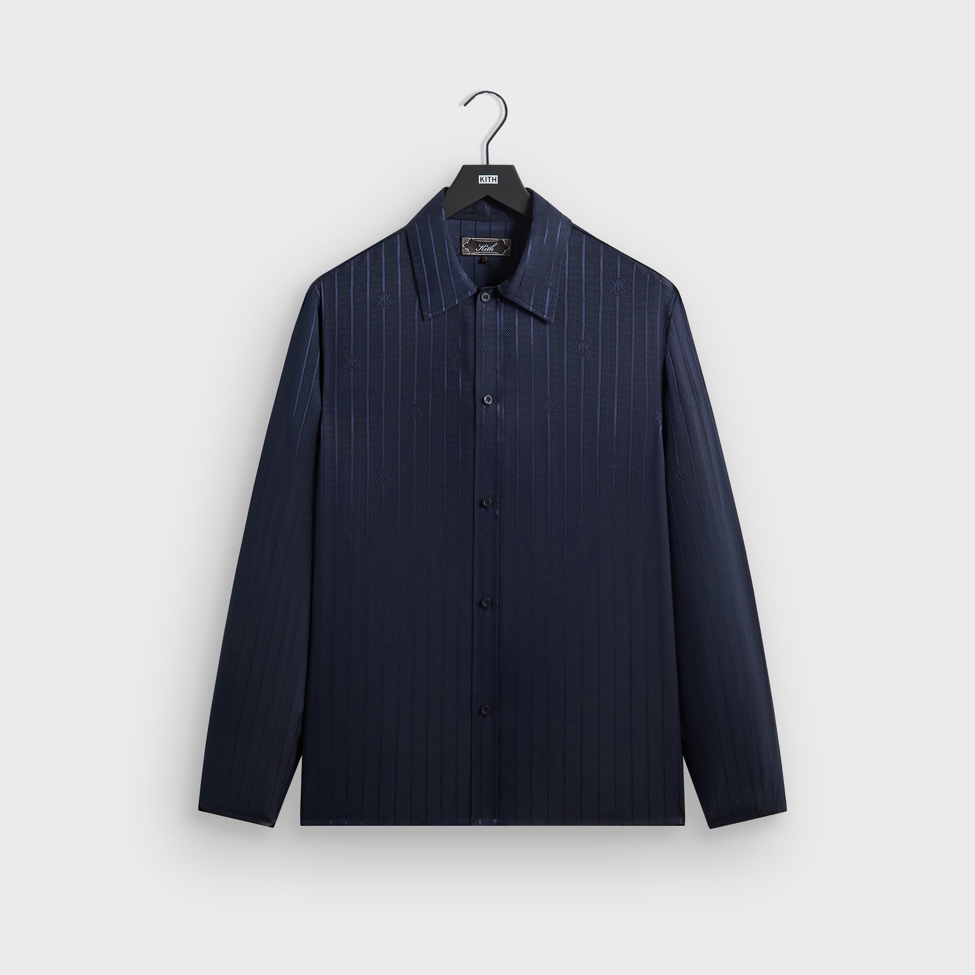 【格安】Kith Overshirt Mサイズ Kith Crest Logo Long Sleeve Boxy Collared Overshirt - Nocturnal