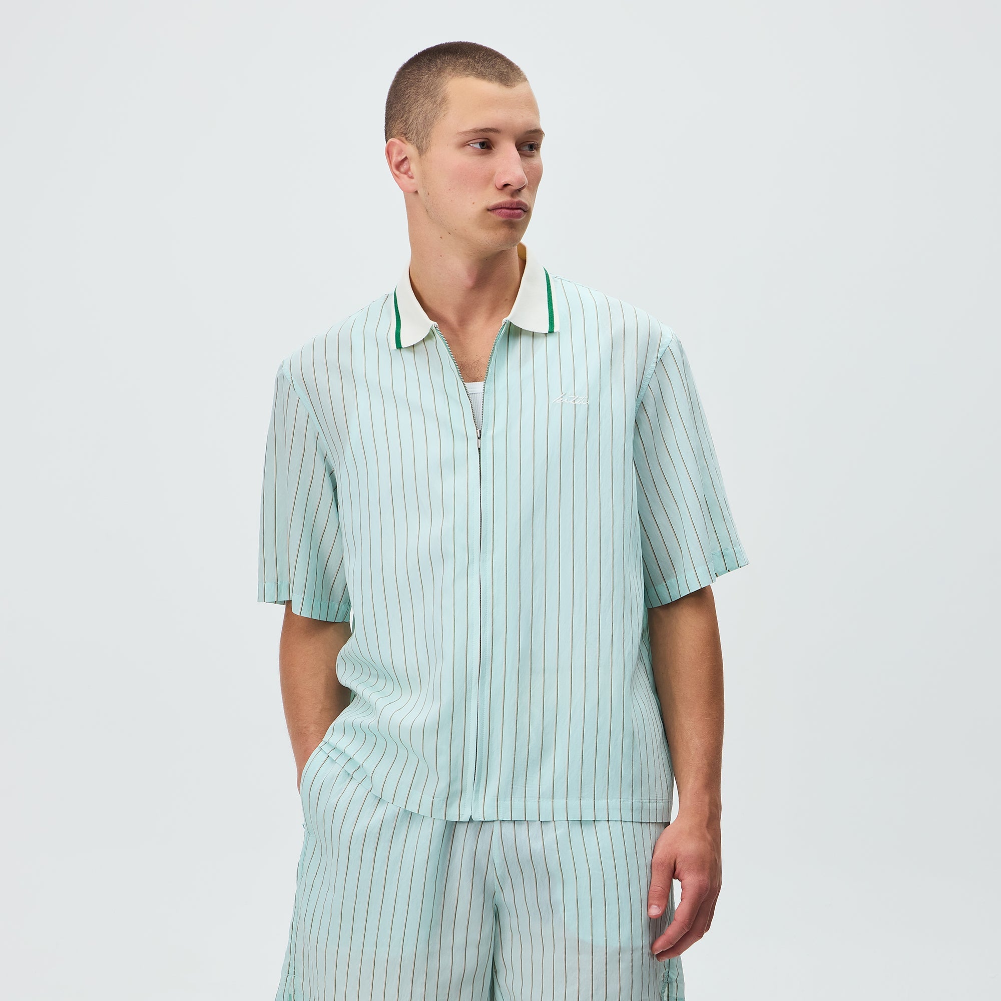 Kith Striped Poplin Thompson Zip Front Shirt - Breezeway – Kith Japan