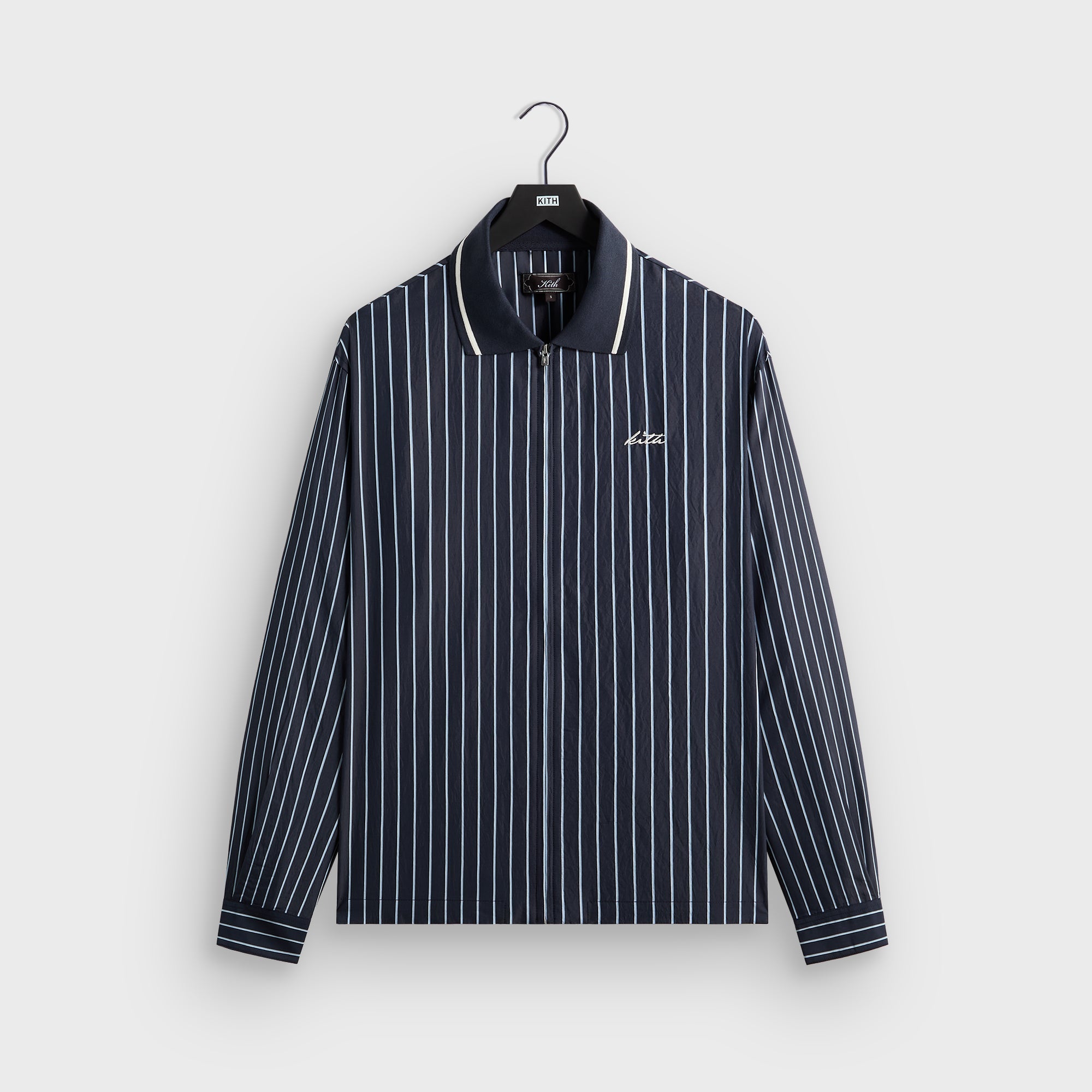 Kith Striped Poplin Long Sleeve Thompson Zip Front Shirt - Blend Kith Striped Poplin Long Sleeve Thompson Zip Front Shirt - Blend