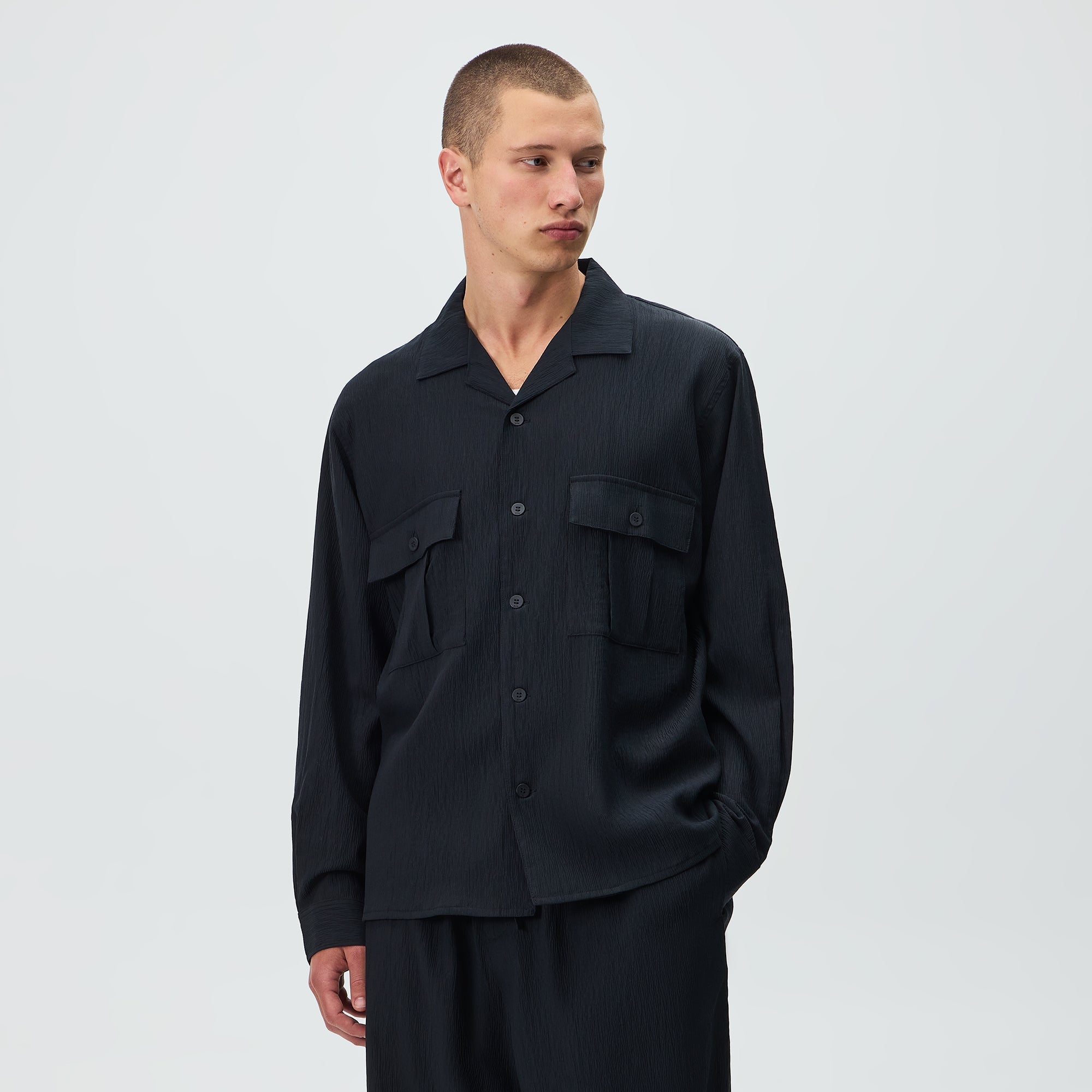Kith Crinkled Nylon Ugo Shirt - Black - PH – Kith Japan