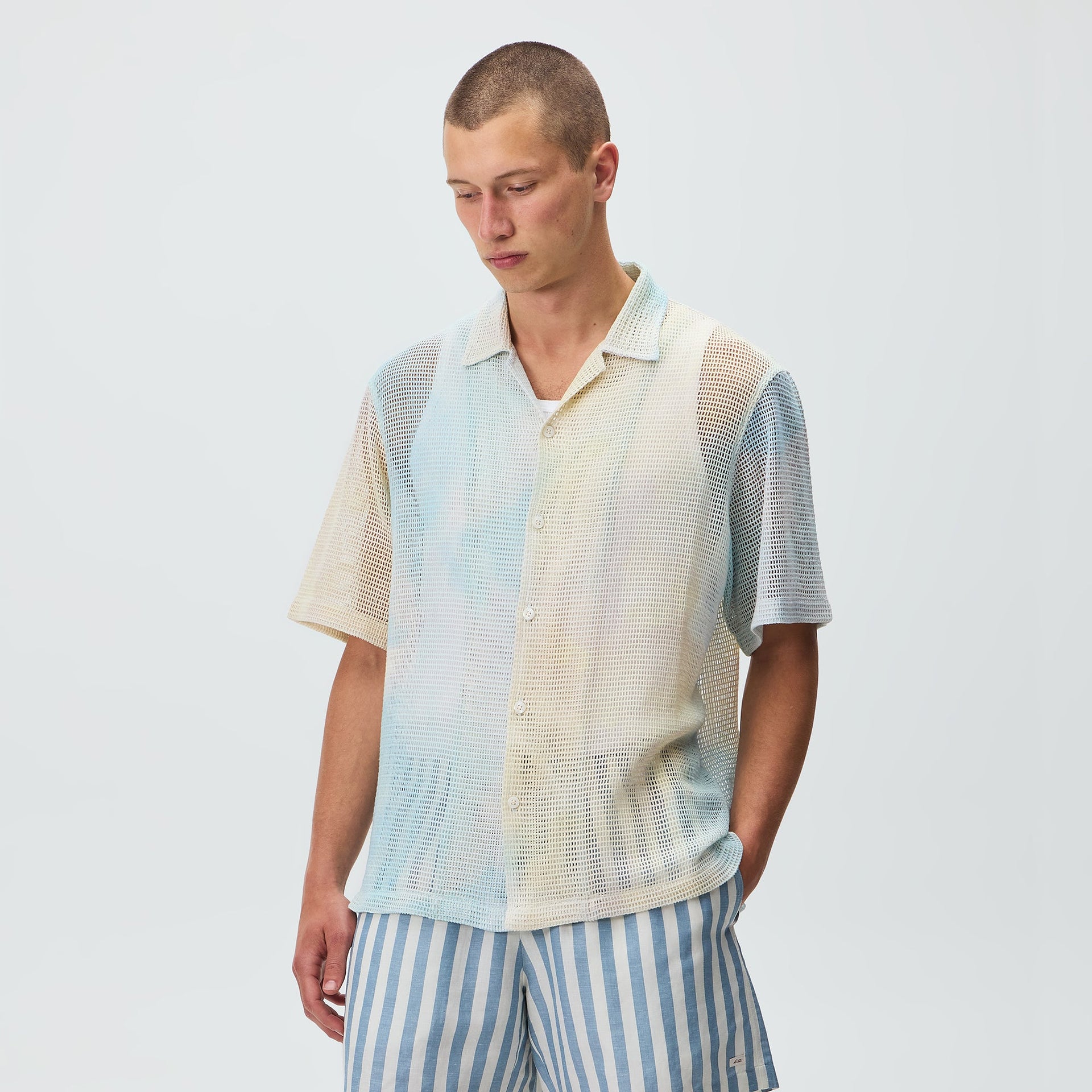 Kith Cloud Dye Cotton Mesh Thompson Camp Collar Shirt - Larimar