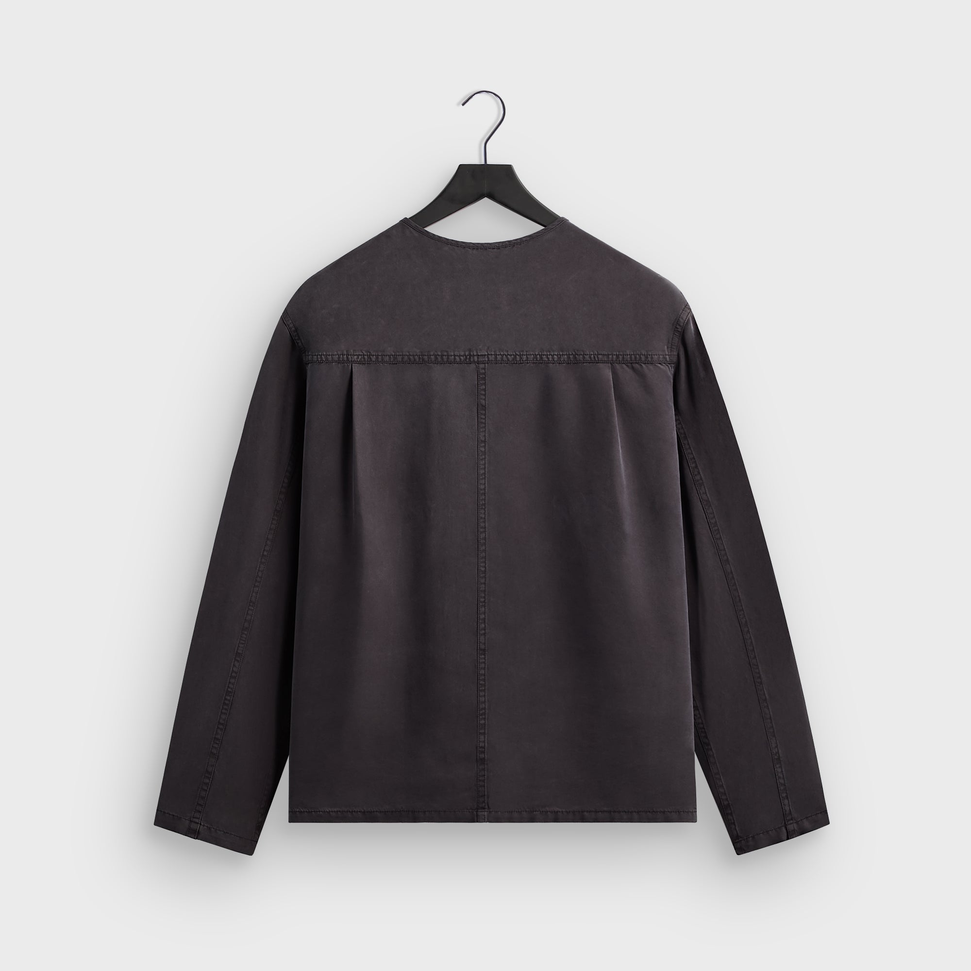 &Kin Garment Dyed Silk Collarless Yardley Shirt - Phantom Grey