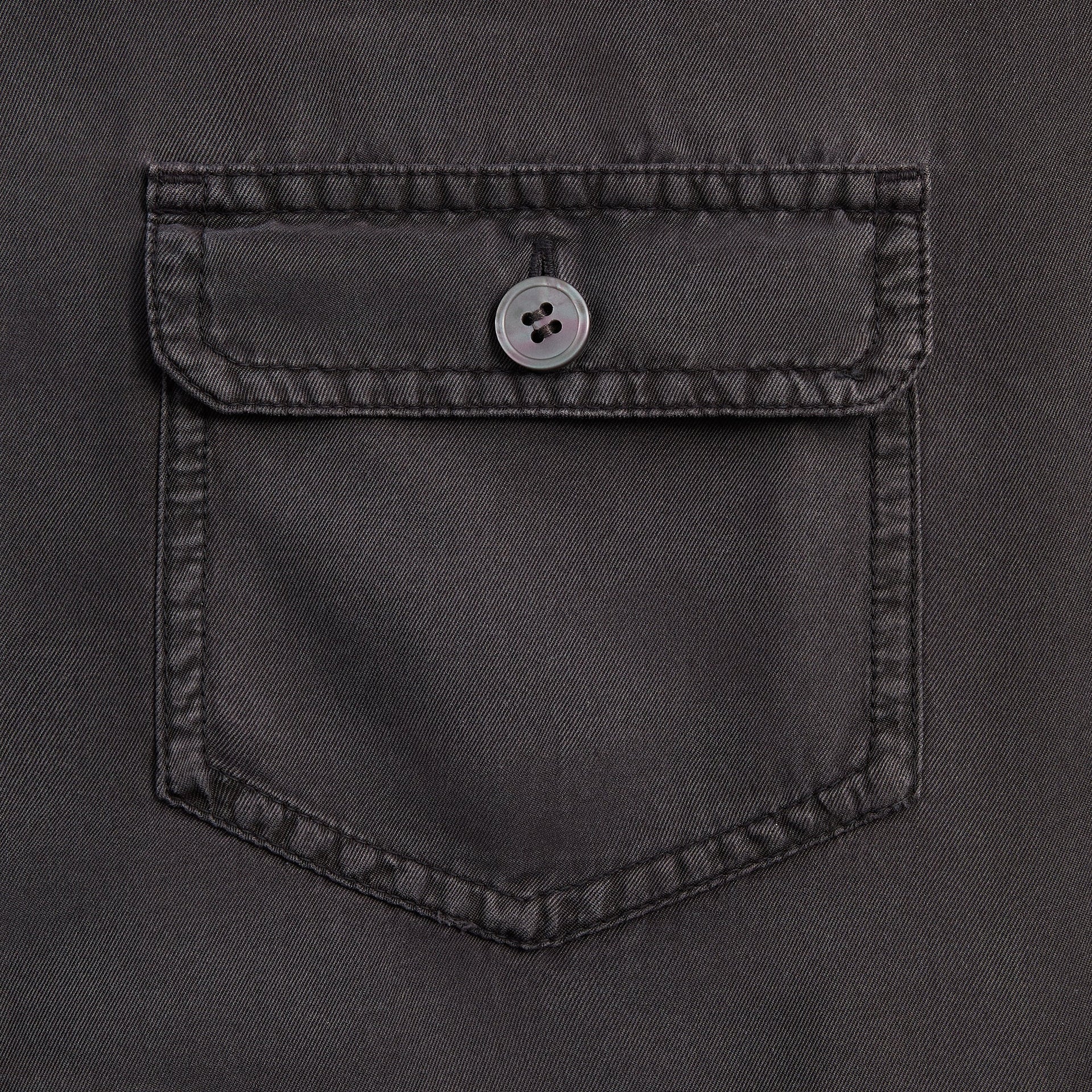 &Kin Garment Dyed Silk Collarless Yardley Shirt - Phantom Grey