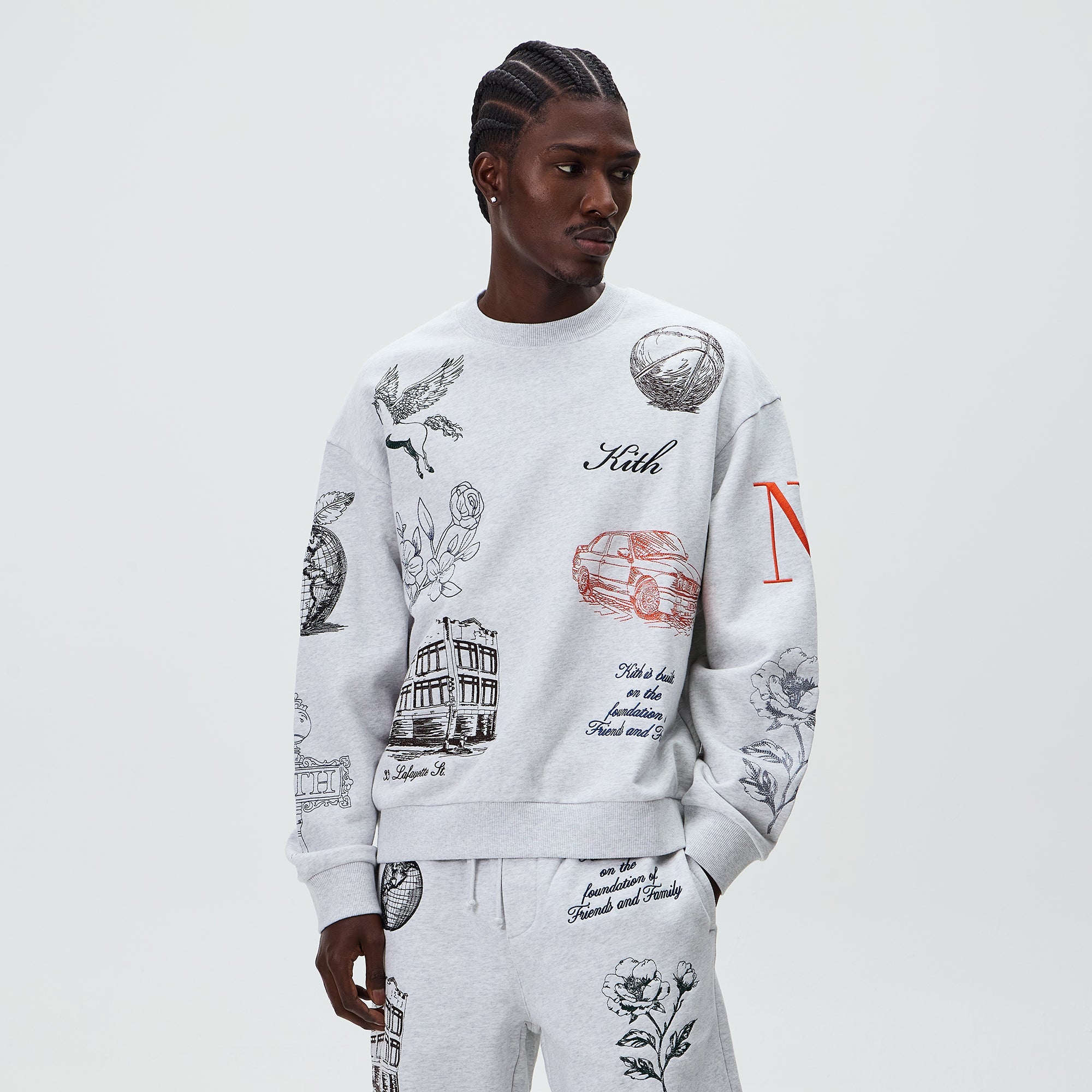 KITH ライトグレー ロンT Lサイズ Kith New York To The World Nelson Crewneck - Light Heather Grey