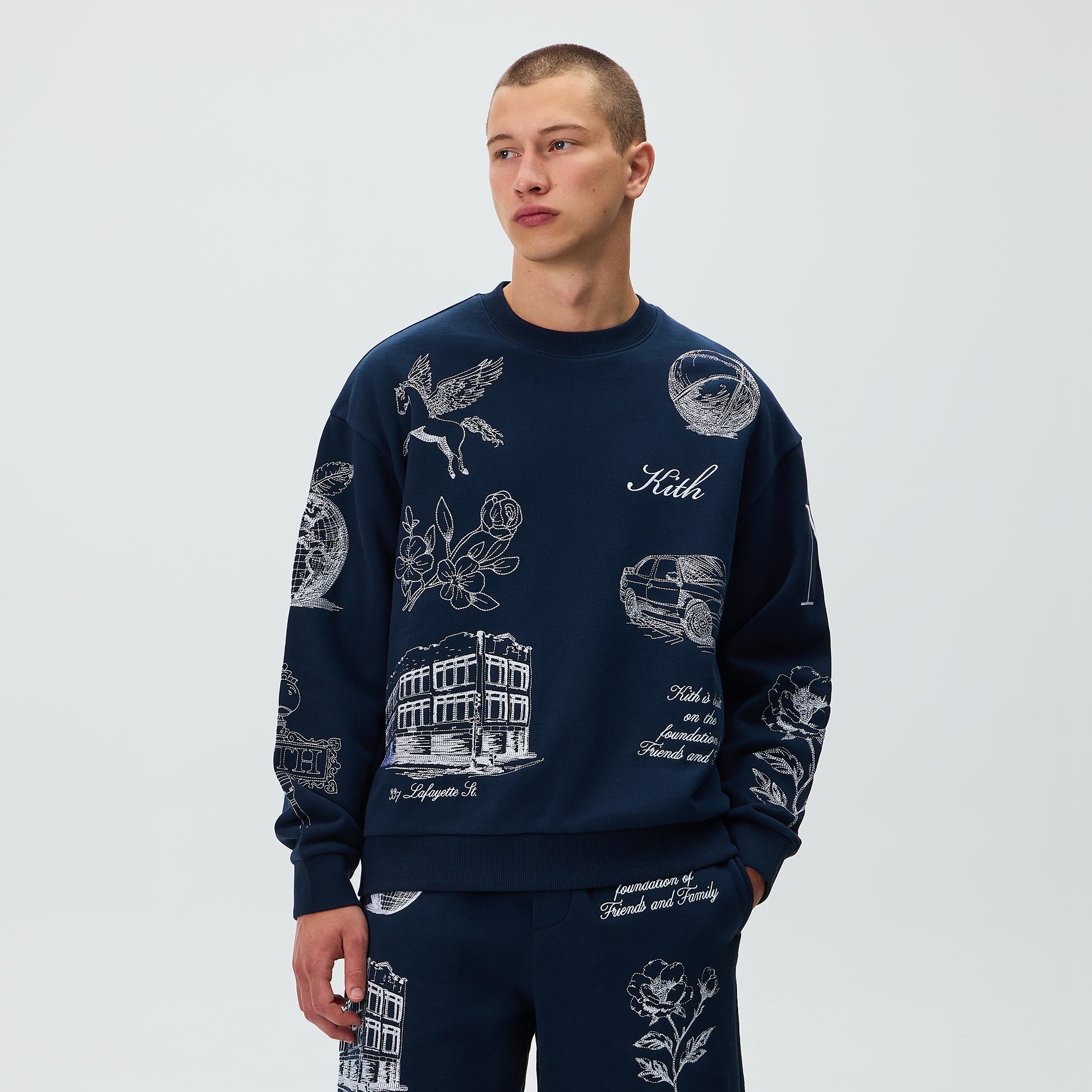 Kith New York To The World Nelson Crewneck - Nocturnal – Kith Japan