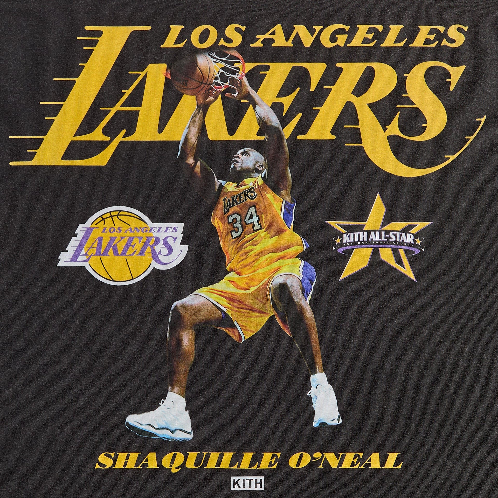 Kith for NBA All-Star Los Angeles Lakers Shaquille O'Neal Vintage Tee - Black