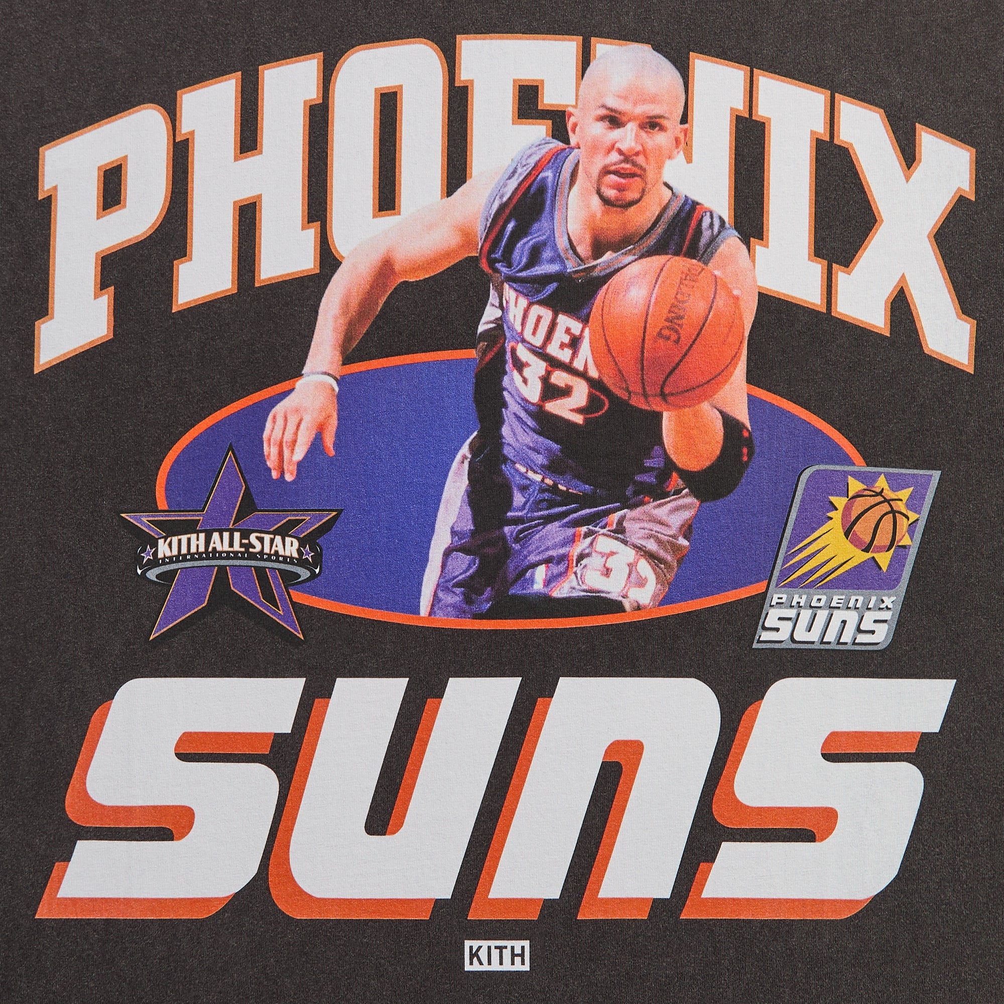 希少 NBA ALL STARS バスケシャツ タグ付き オールスターズ Kith for NBA All-Star Phoenix Suns Jason Kidd Vintage Tee - Black