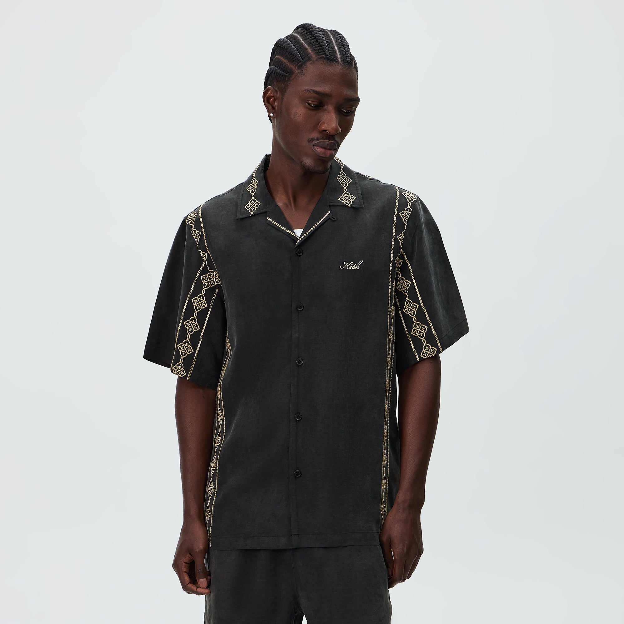 トップス Cupro Linen Thompson Camp Collar Shirt Kith Cupro Linen Thompson Camp Collar Shirt - Black - PH – Kith Japan