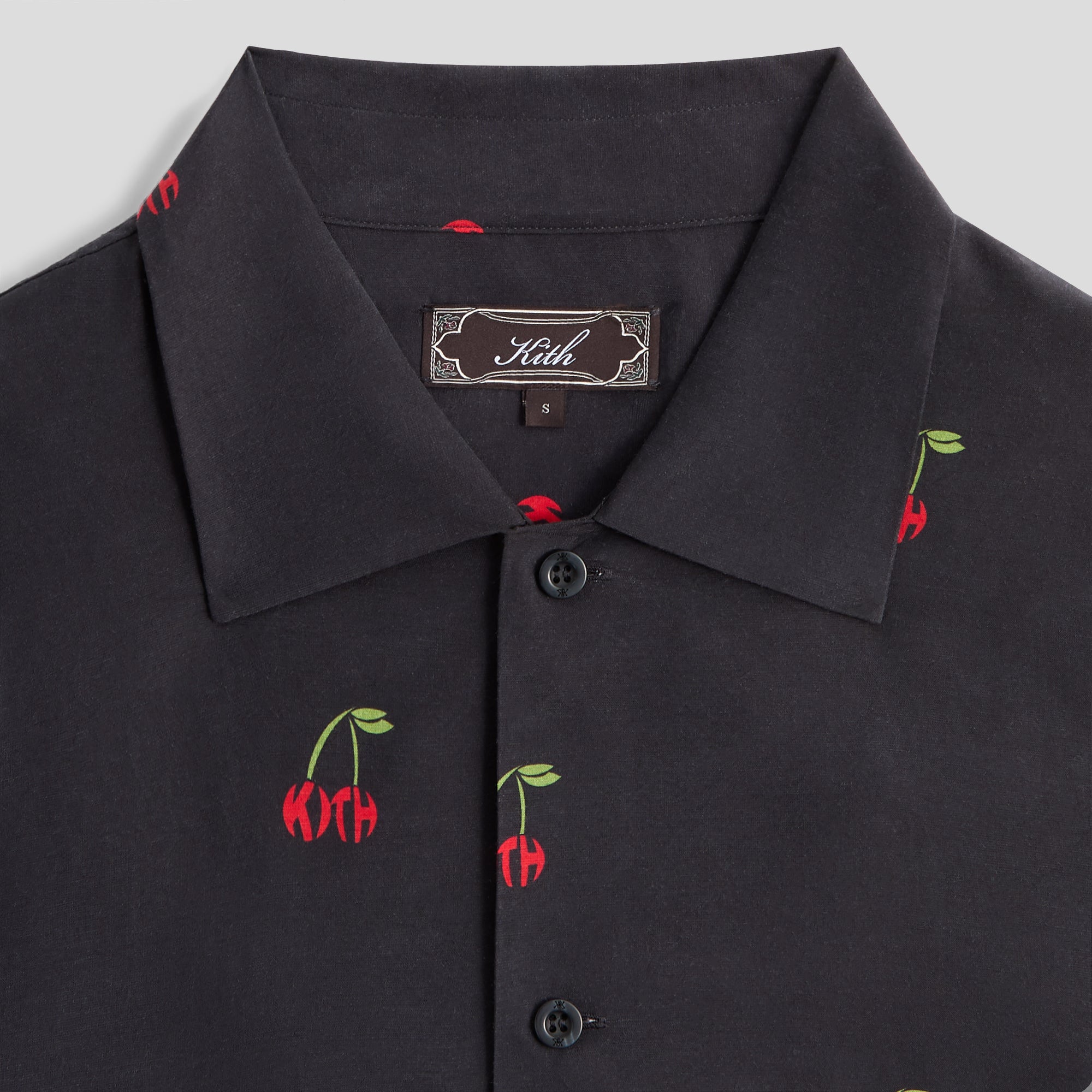Kith Printed Cherry Cupro Linen Beckham Buttondown - Black – Kith