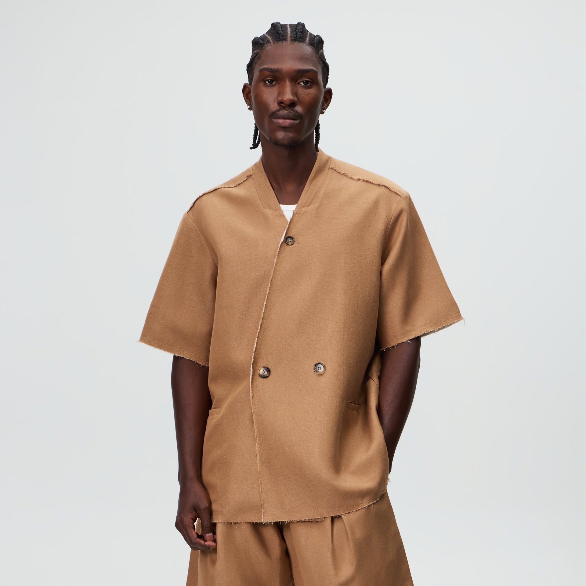 &Kin Linen Rayon Twill Mathis Shirt - Strand