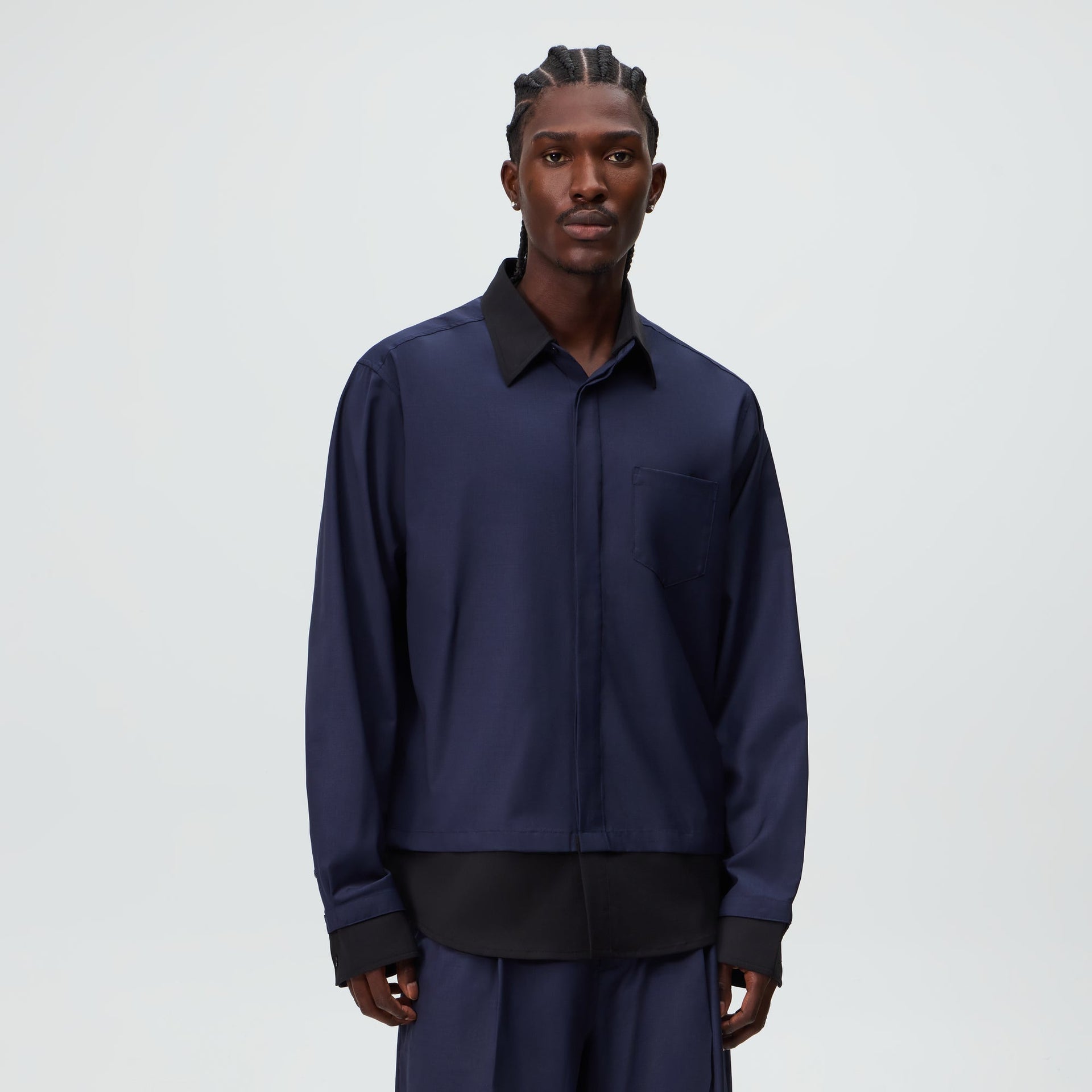 &Kin Tropical Wool Nico Shirt - Nocturnal - PH