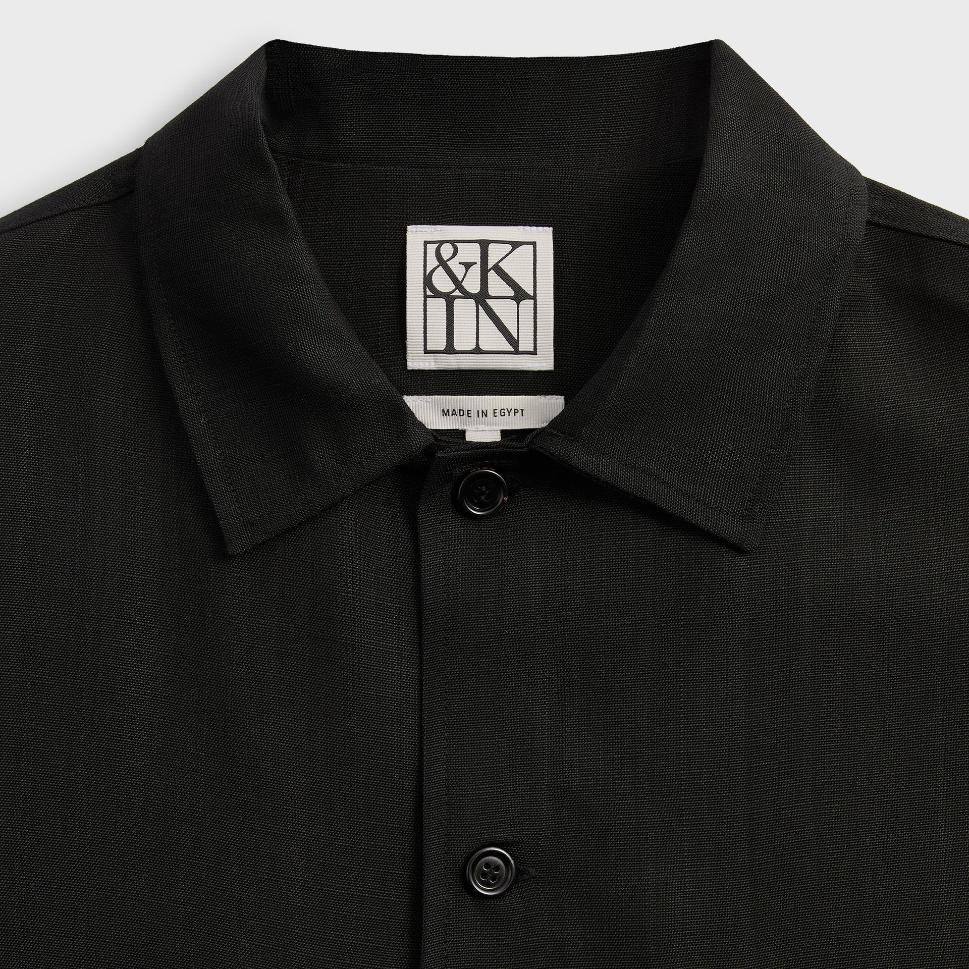 &Kin Textured Rayon Ace Buttondown - Black - PH